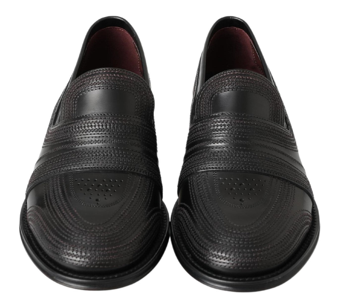 Zwarte leren pantoffels met stiksels