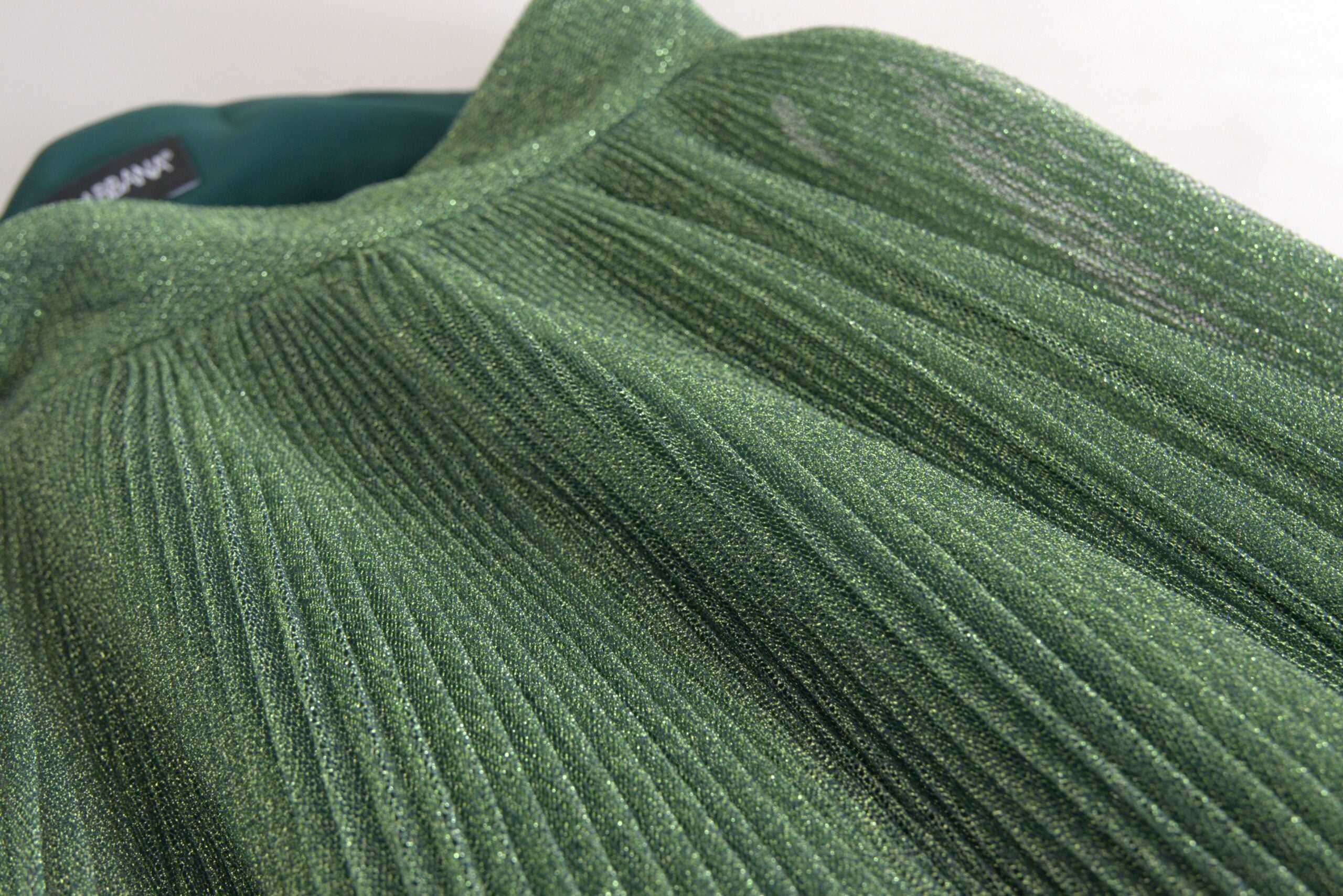 Metallic groene hoge taille A-lijn geplooide rok