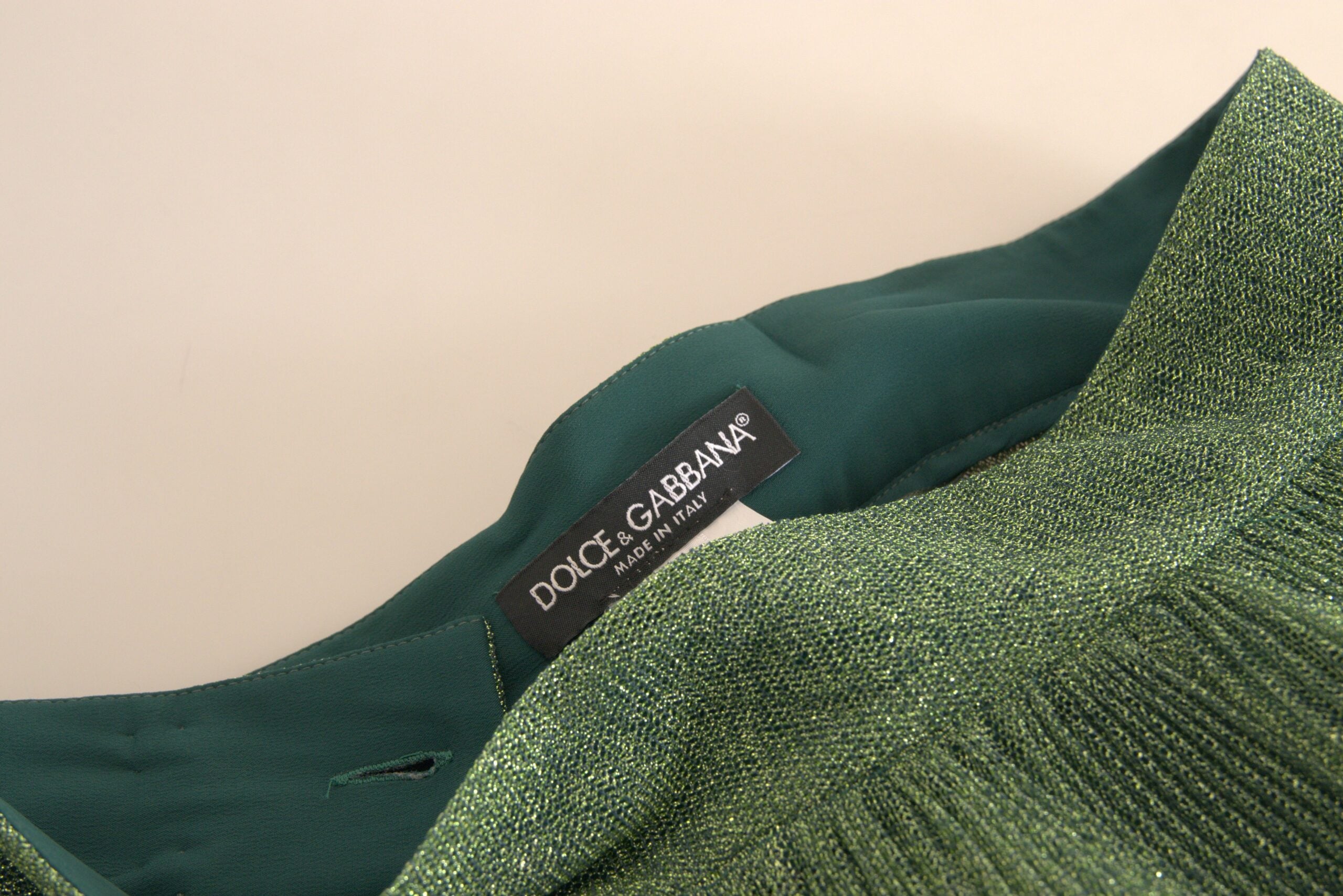 Metallic groene hoge taille A-lijn geplooide rok