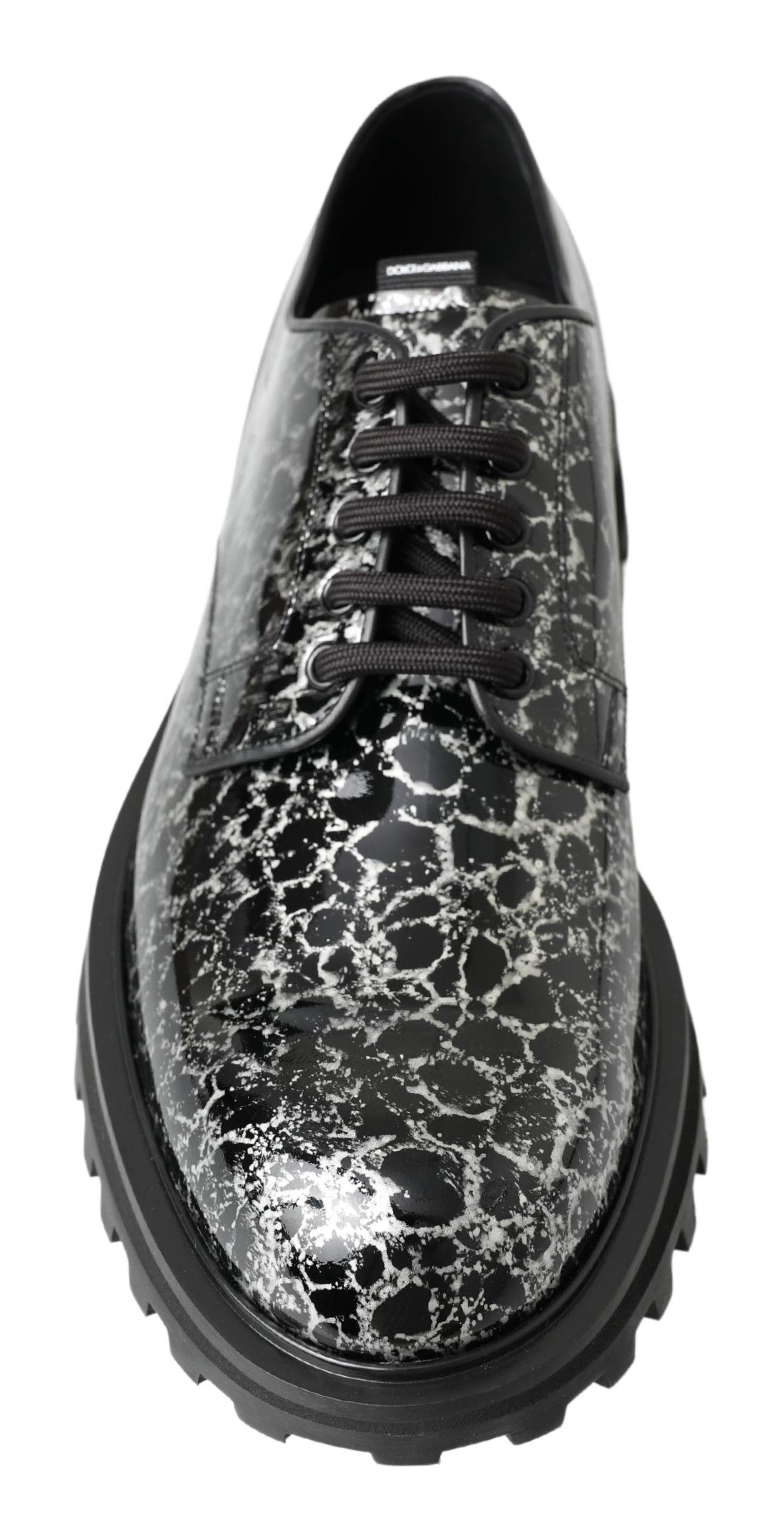 Zwart-witte Derby lakleren schoenen