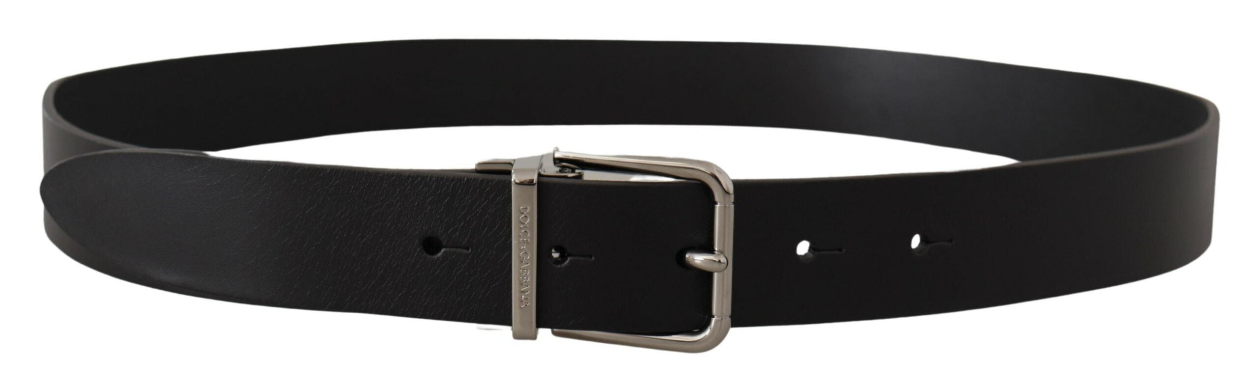 Zwarte casual kalfsleren riem met metalen gesp en logo