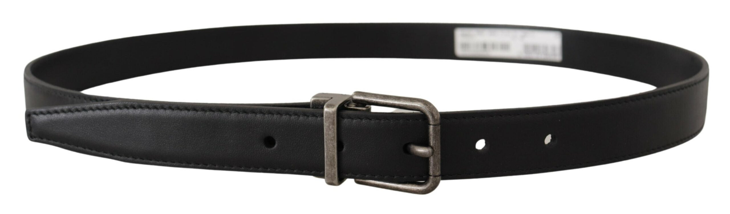Zwarte effen leren vintage logo metalen gesp riem