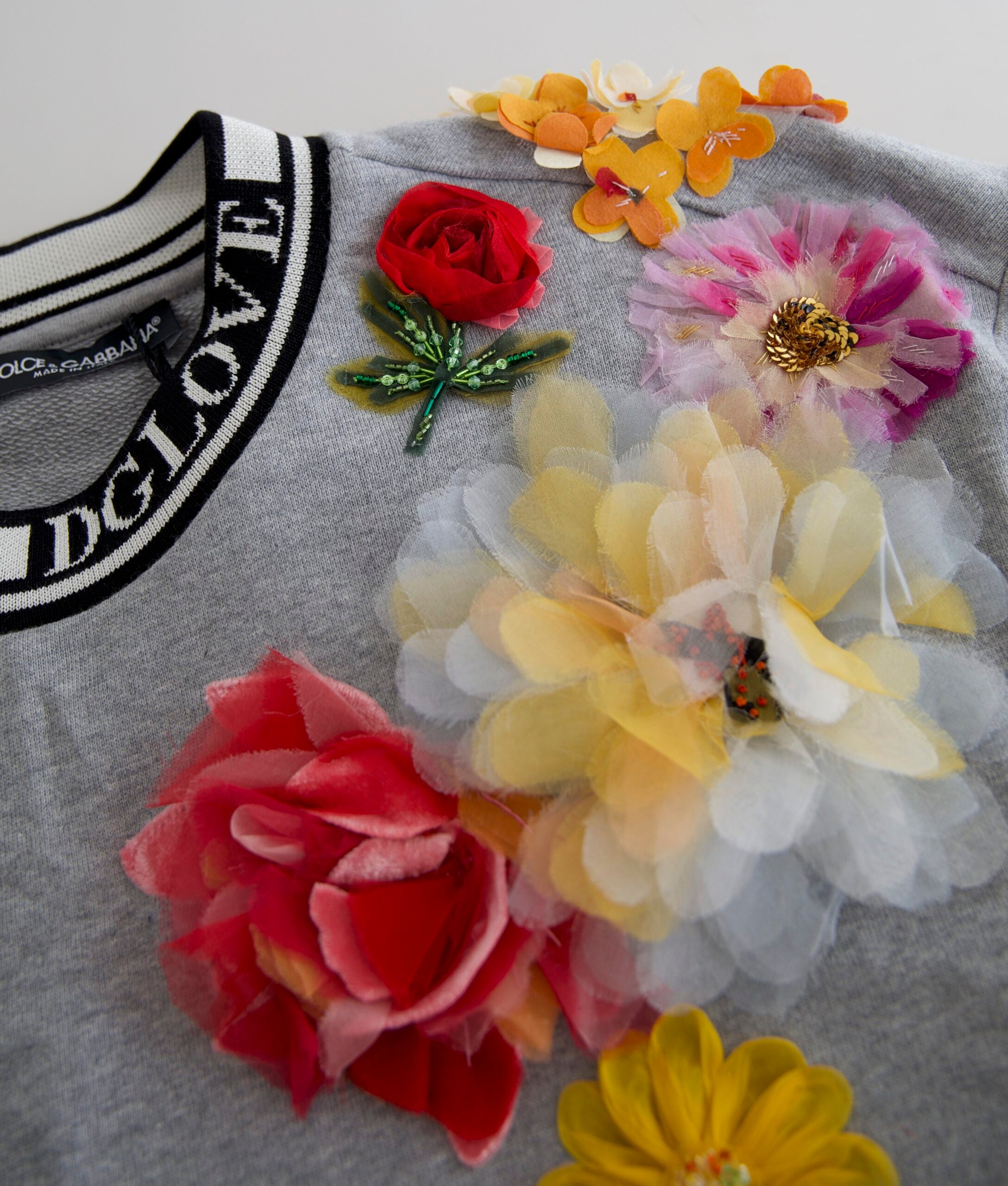 Grijze DG Amore Queen Floral Pullover Trui