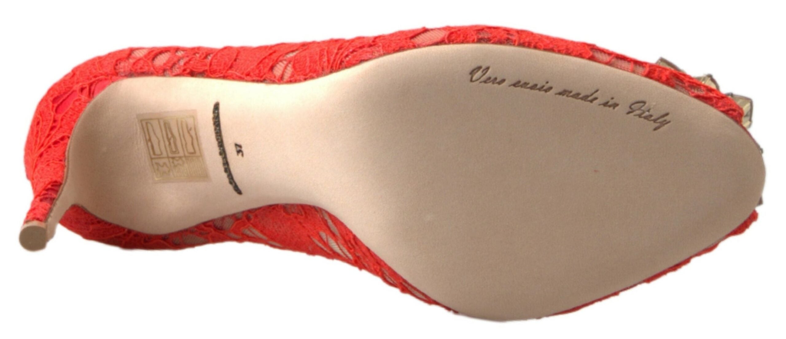 Rode Taormina kant kristallen hakken pumps schoenen