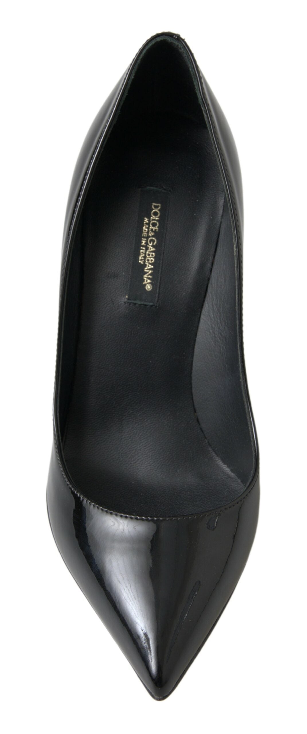 Zwarte lakleren pumps met hoge hakken
