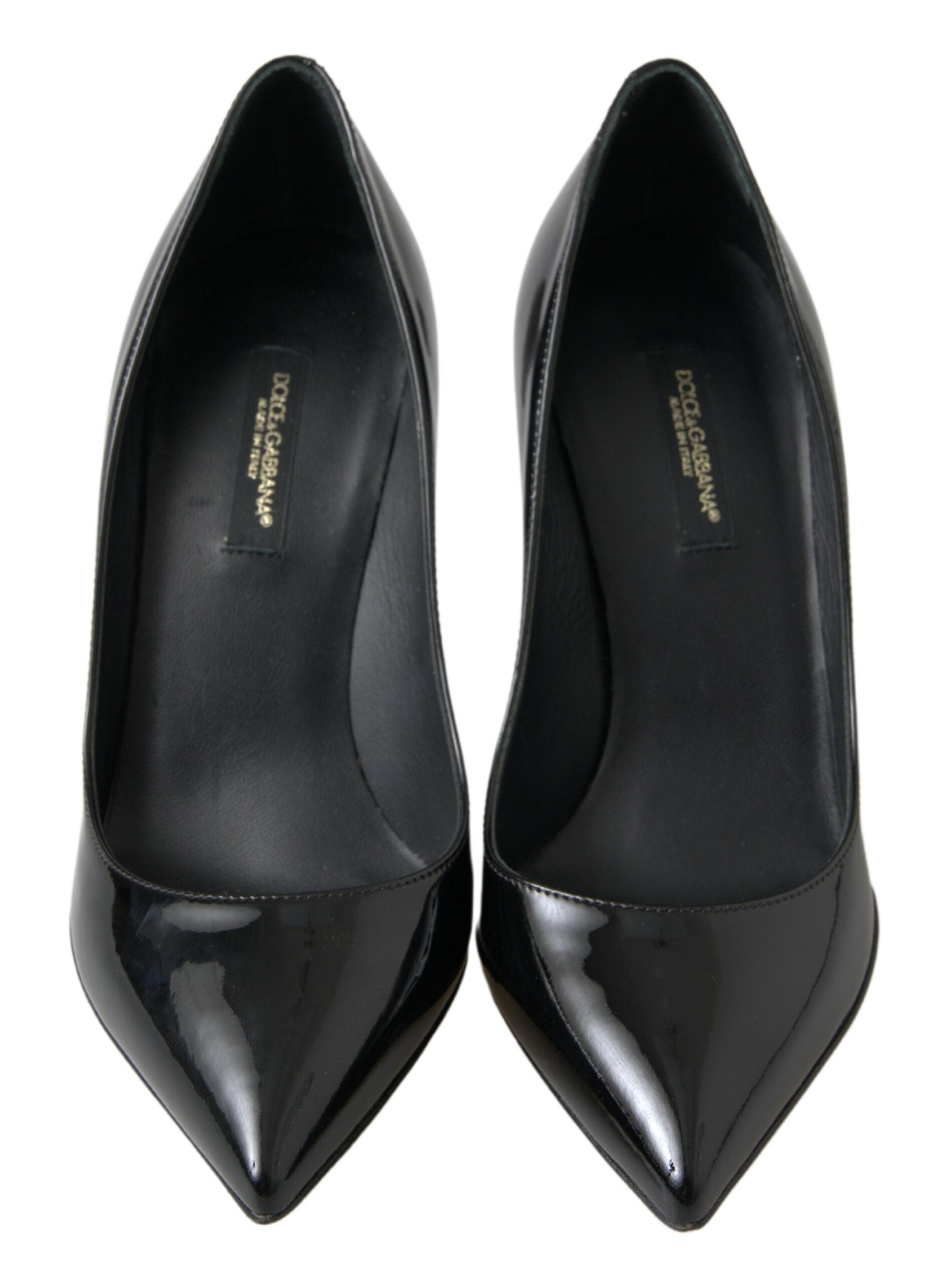 Zwarte lakleren pumps met hoge hakken