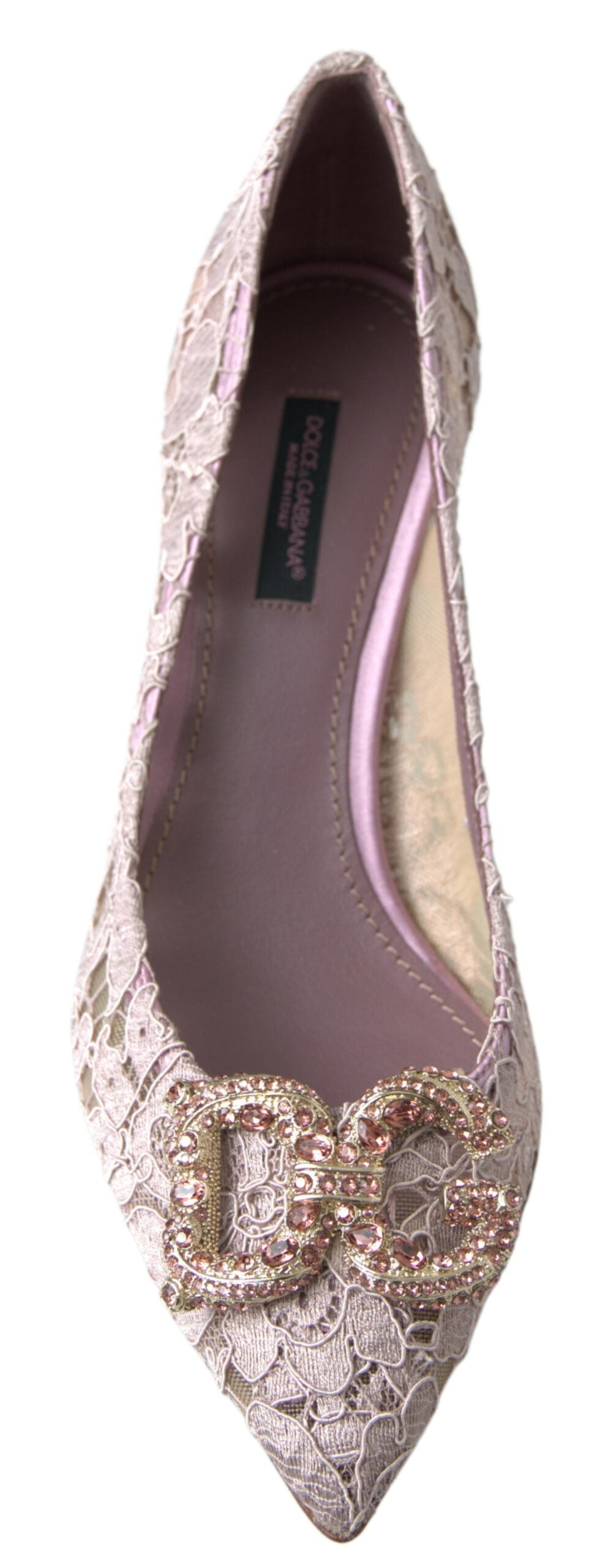 Roze DG Crystal Pumps met Bloemenkant