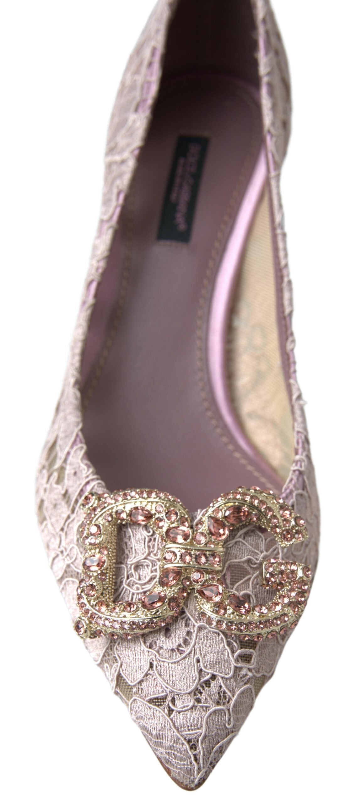 Roze DG Crystal Pumps met Bloemenkant