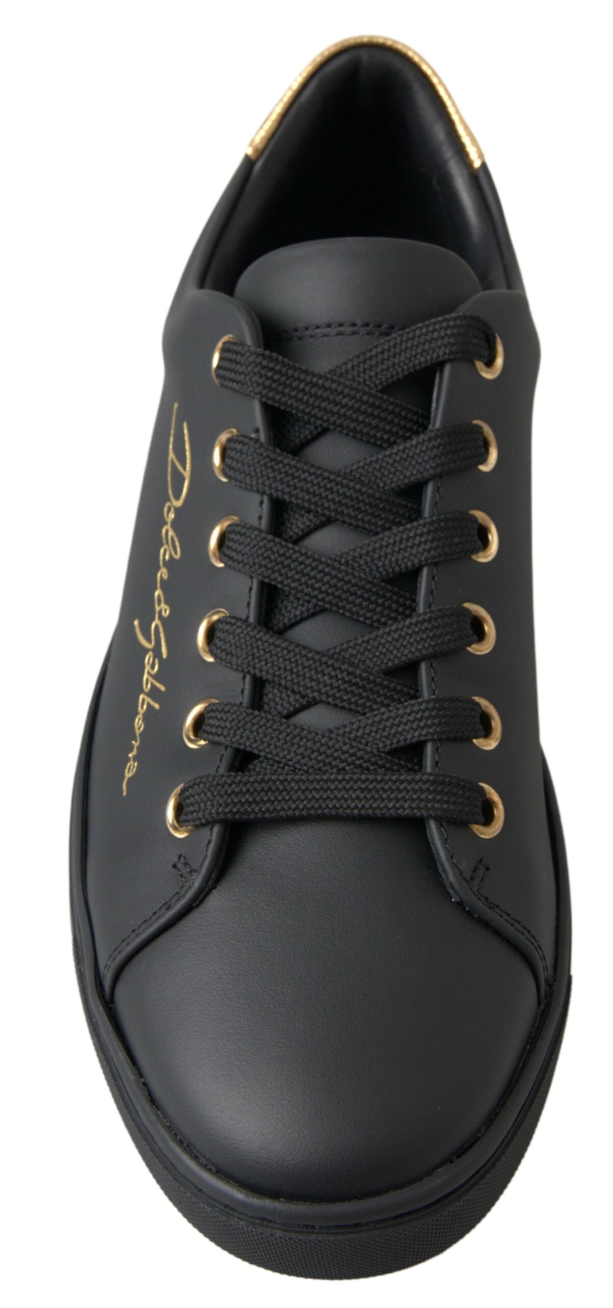 Zwarte gouden leren klassieke sneakers