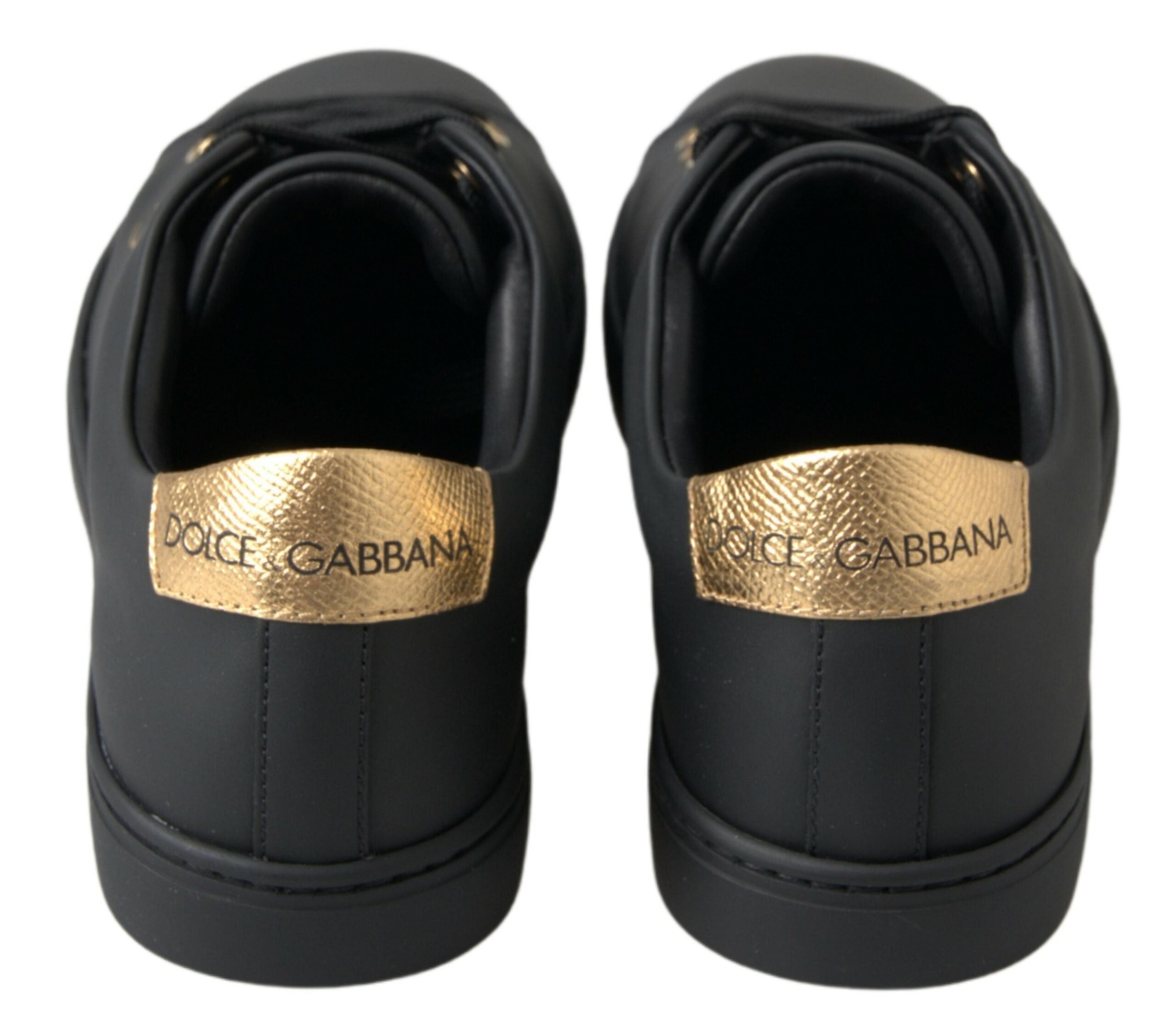 Zwarte gouden leren klassieke sneakers