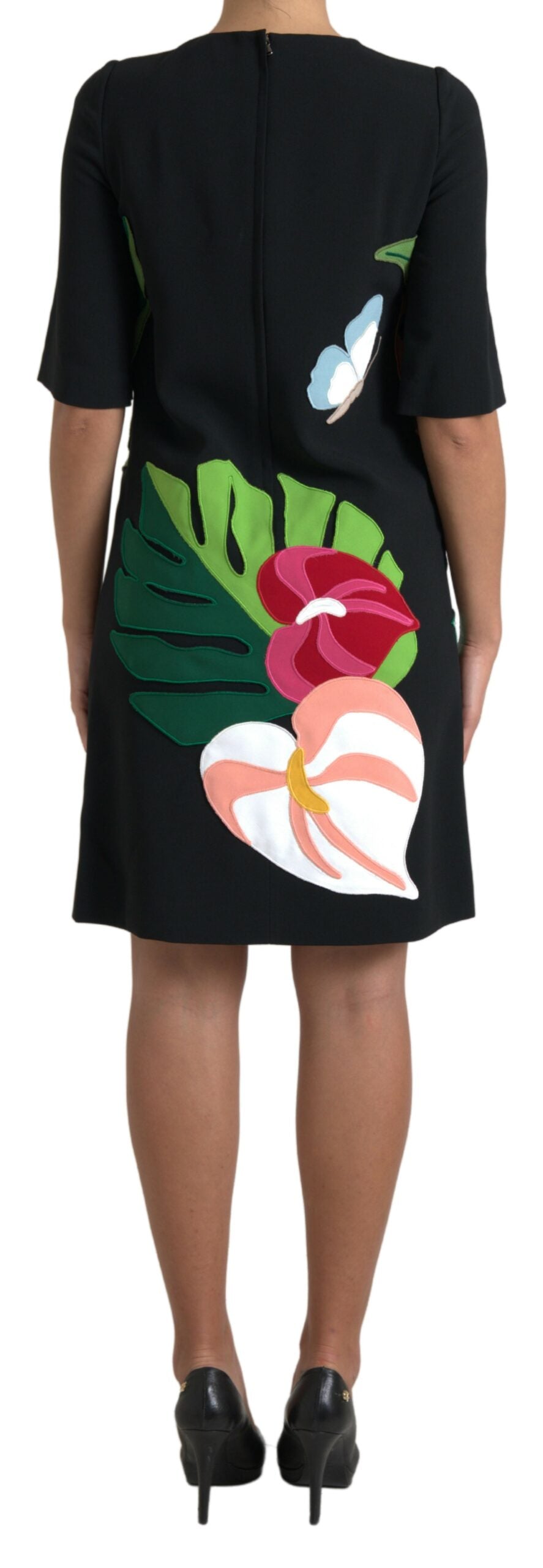 Zwarte tijger jungle print kokerjurk met stretch