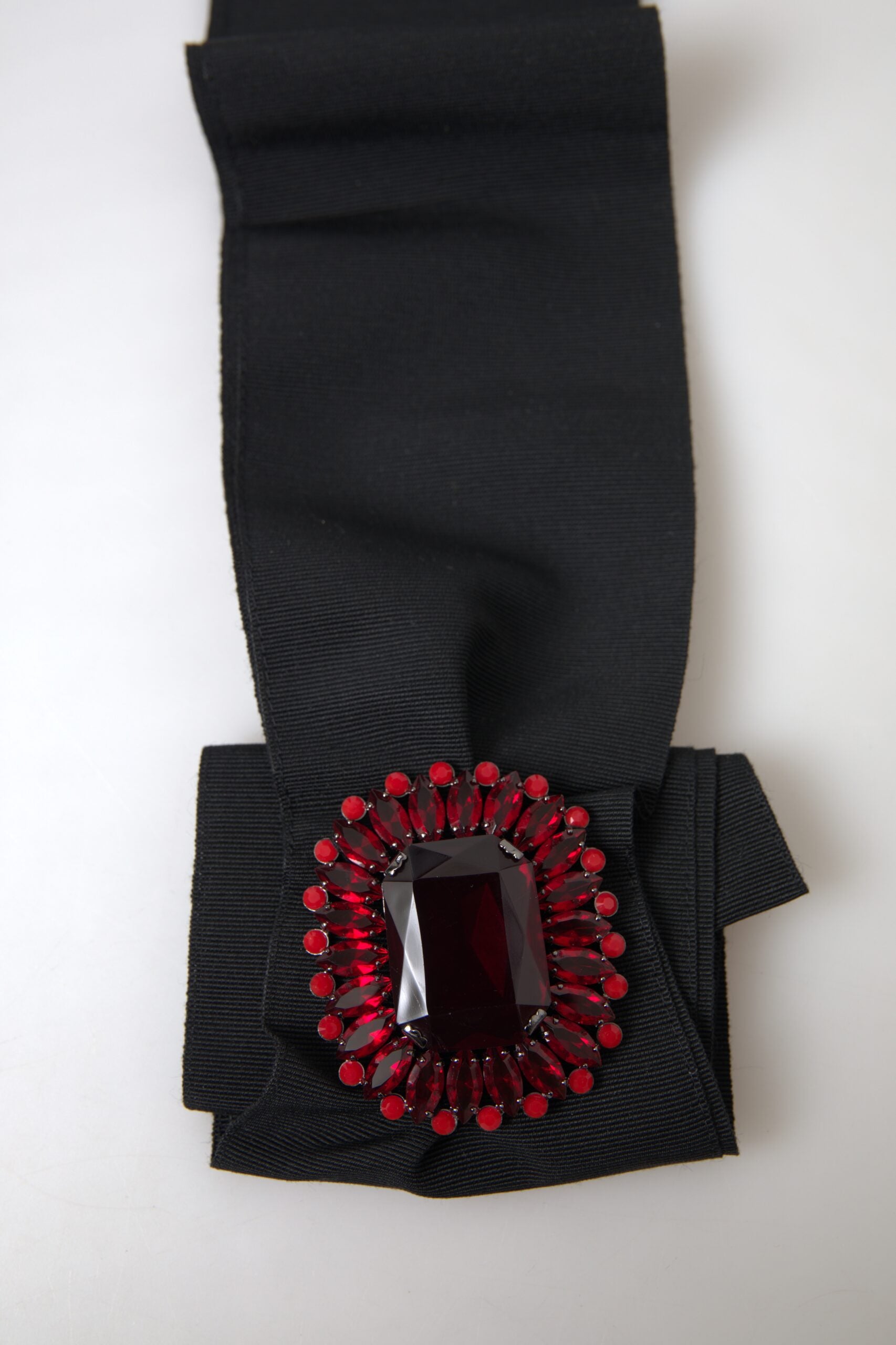 Zwarte kristallen messing brede taille runway riem