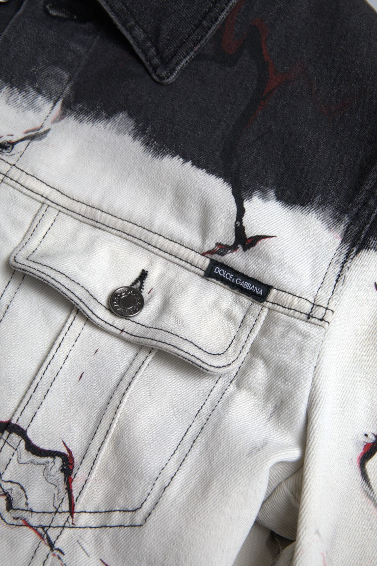 Veelkleurige katoenen spijkerjas met kraag