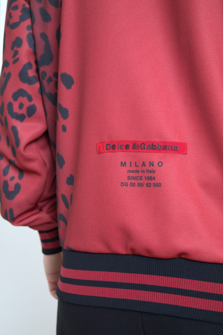 Rode luipaard polyester bomberjack met volledige ritssluiting