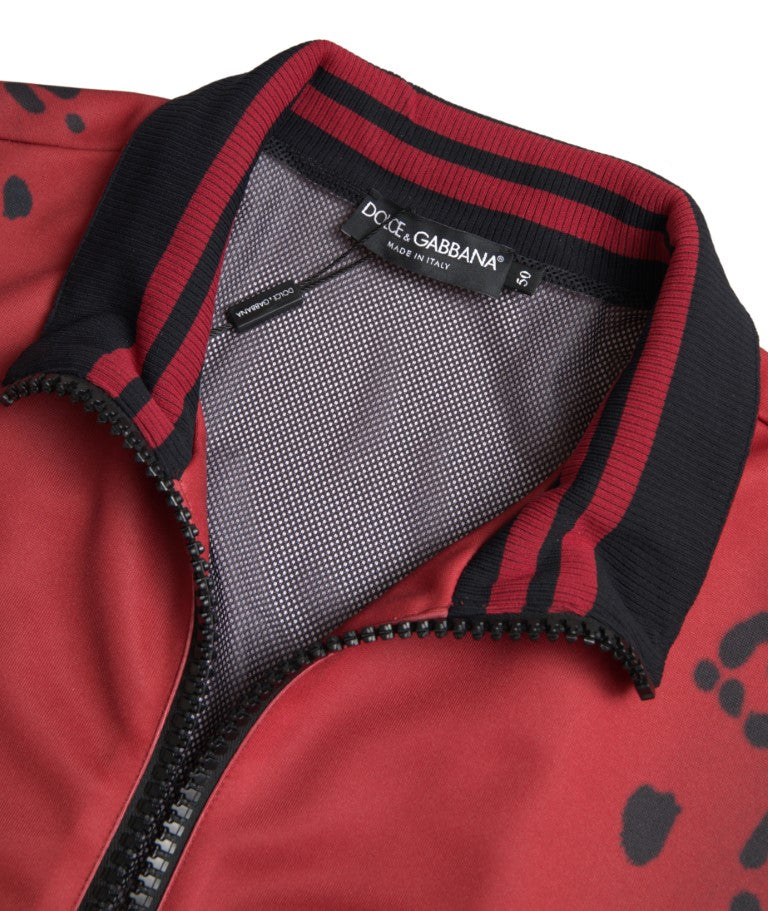 Rode luipaard polyester bomberjack met volledige ritssluiting