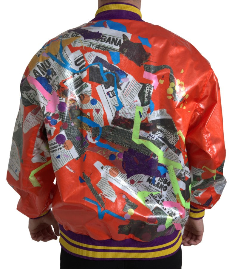 Oranje polyester blousonjack met knopen