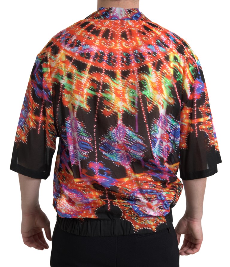 Multicolor Luminarie Print Heren Katoenen Overhemd