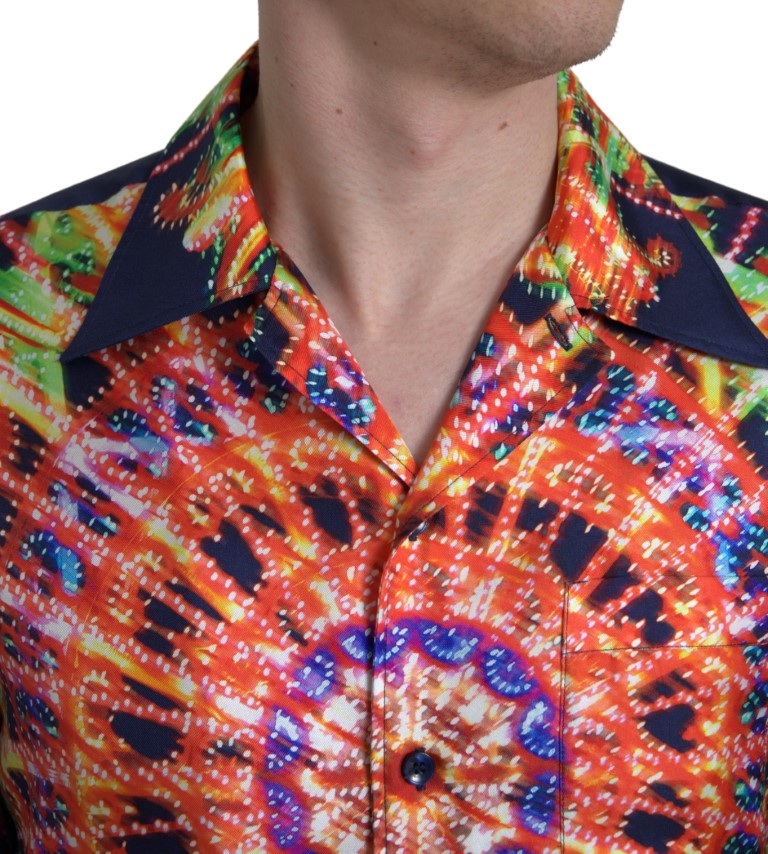 Multicolor Luminarie Print Herenoverhemd Zijde
