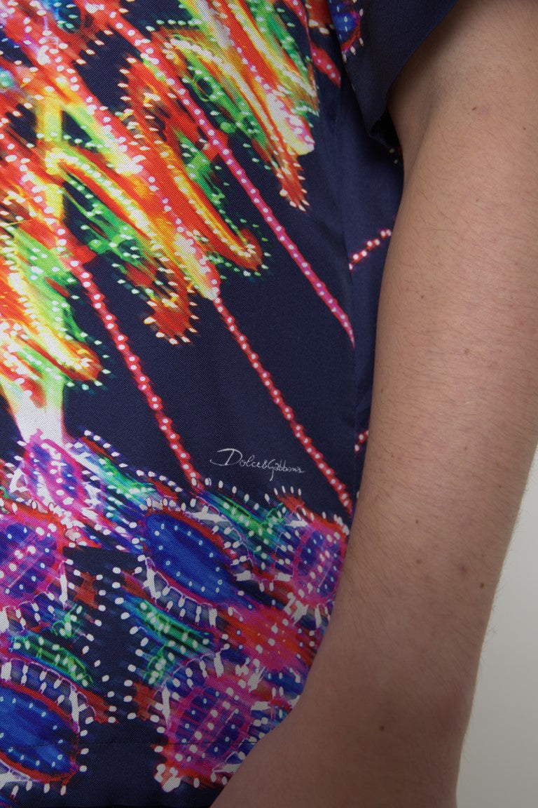 Multicolor Luminarie Print Herenoverhemd Zijde