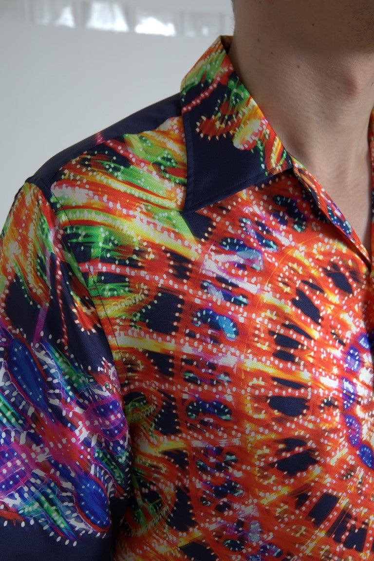 Multicolor Luminarie Print Herenoverhemd Zijde