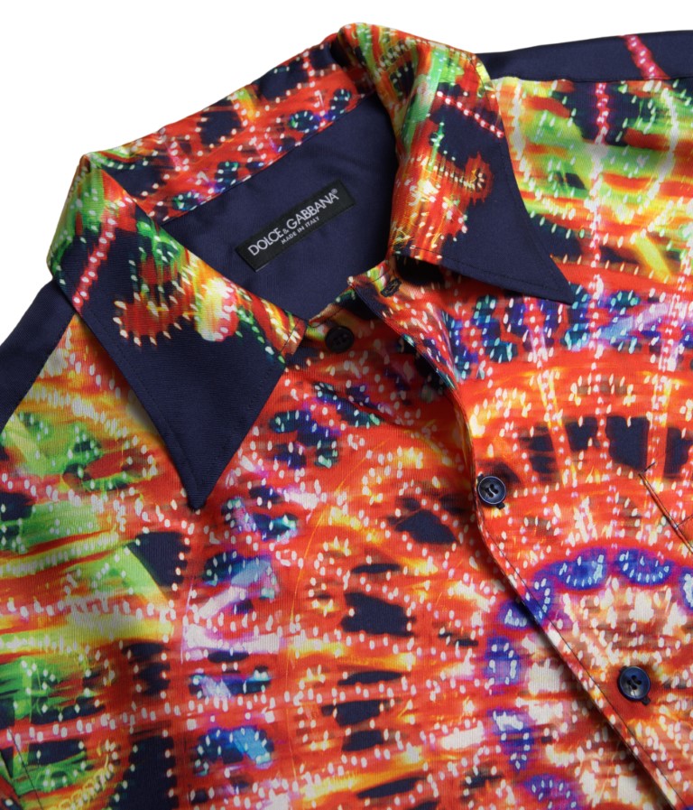 Multicolor Luminarie Print Herenoverhemd Zijde