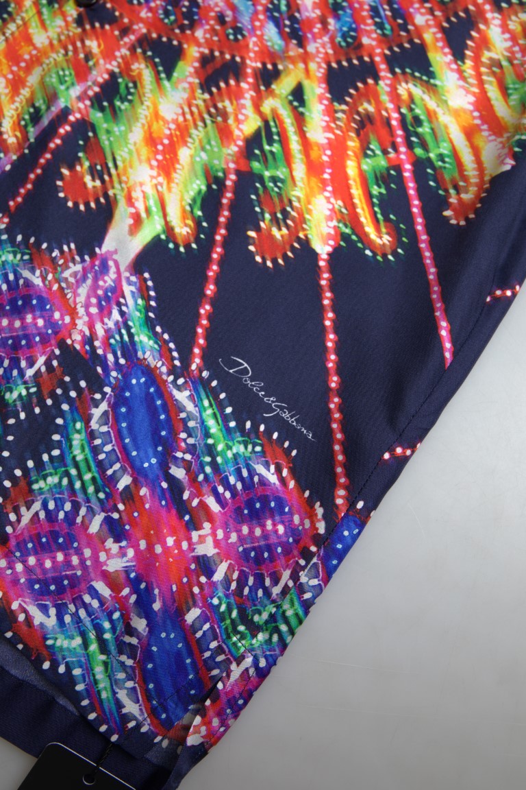 Multicolor Luminarie Print Herenoverhemd Zijde