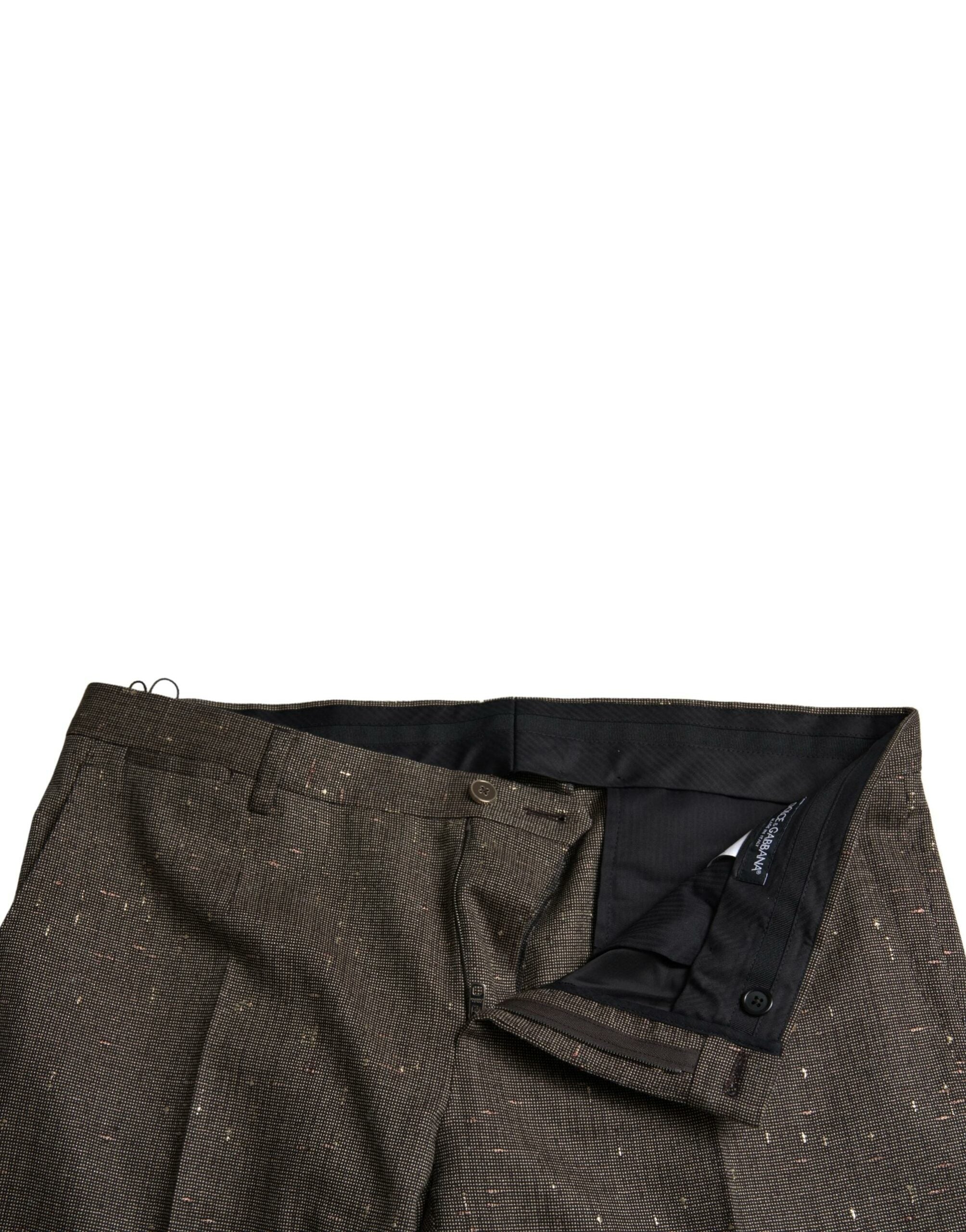 Bruine wollen jurk, skinny herenbroek