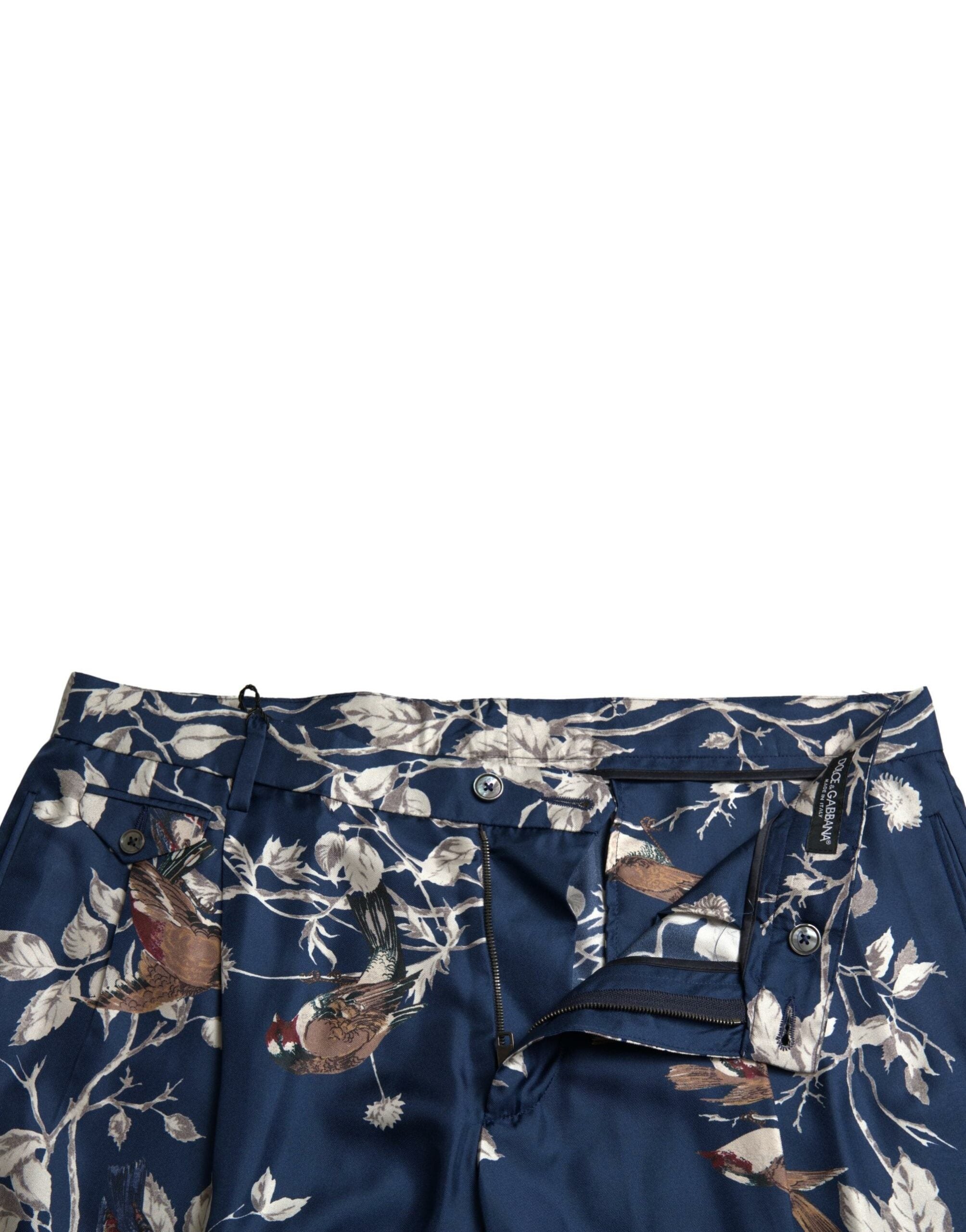 Blauwe bloemenprint zijden heren bermuda shorts