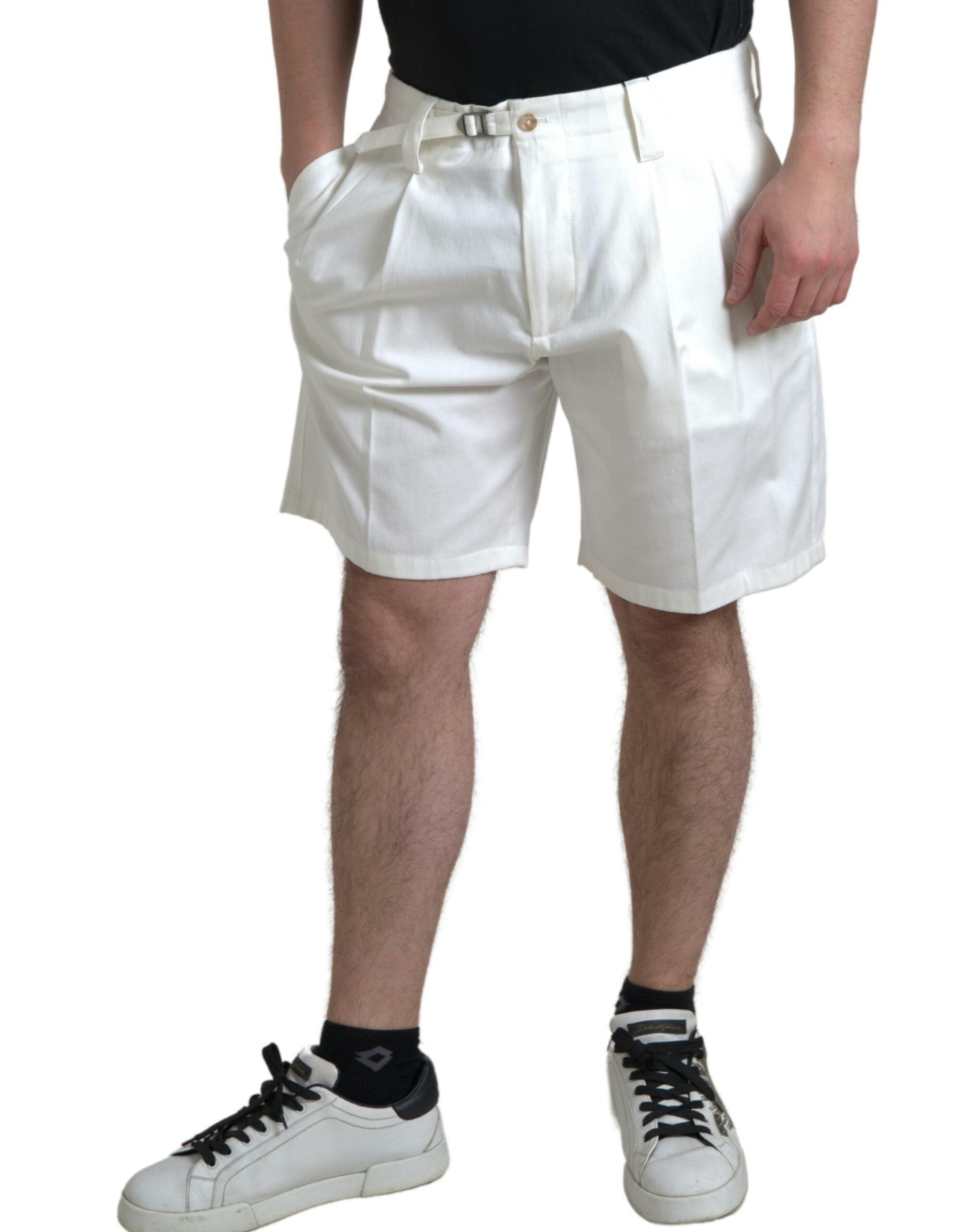 Witte katoenen stretch Bermuda denim shorts voor heren
