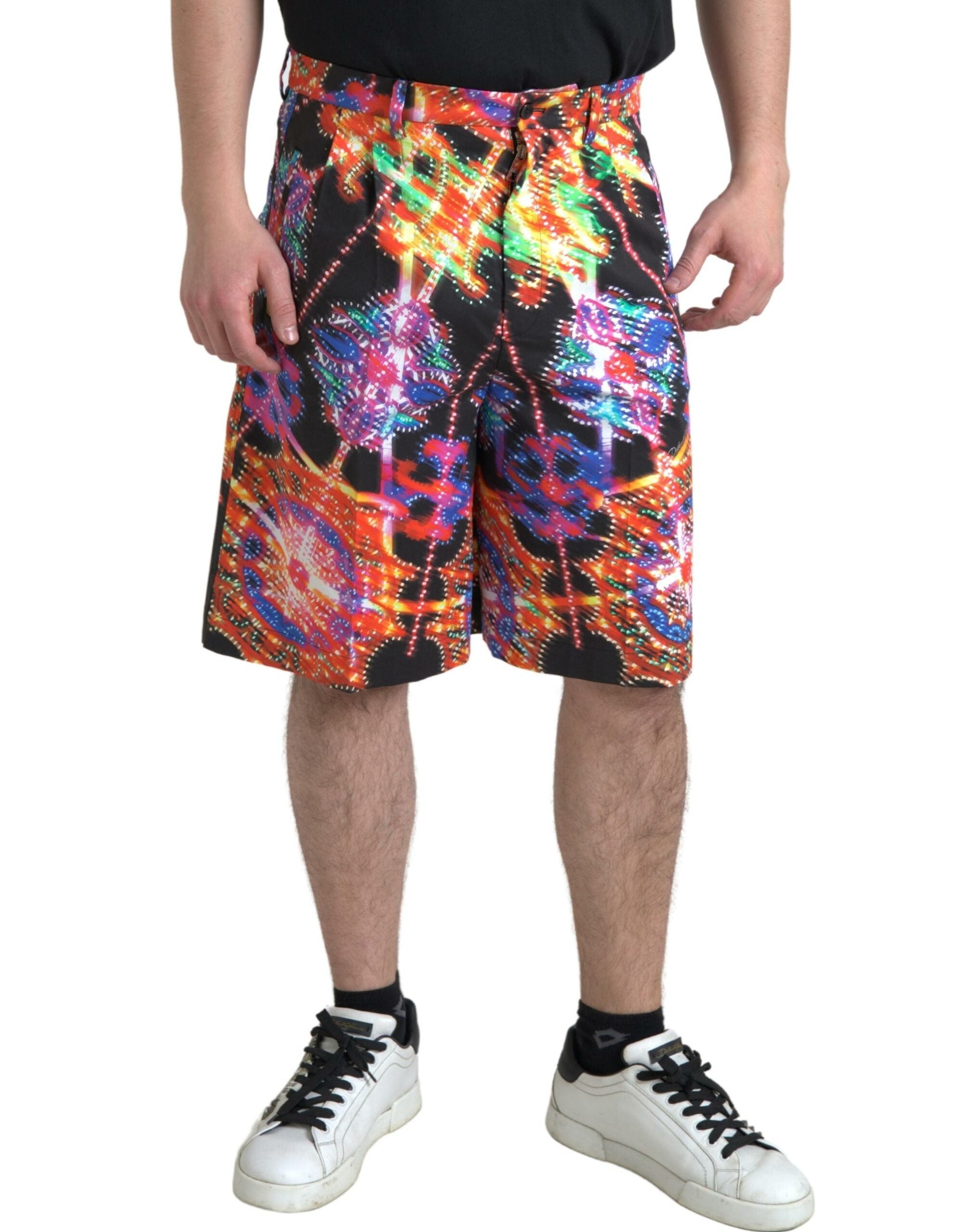 Veelkleurige bedrukte katoenen Bermuda-shorts voor heren