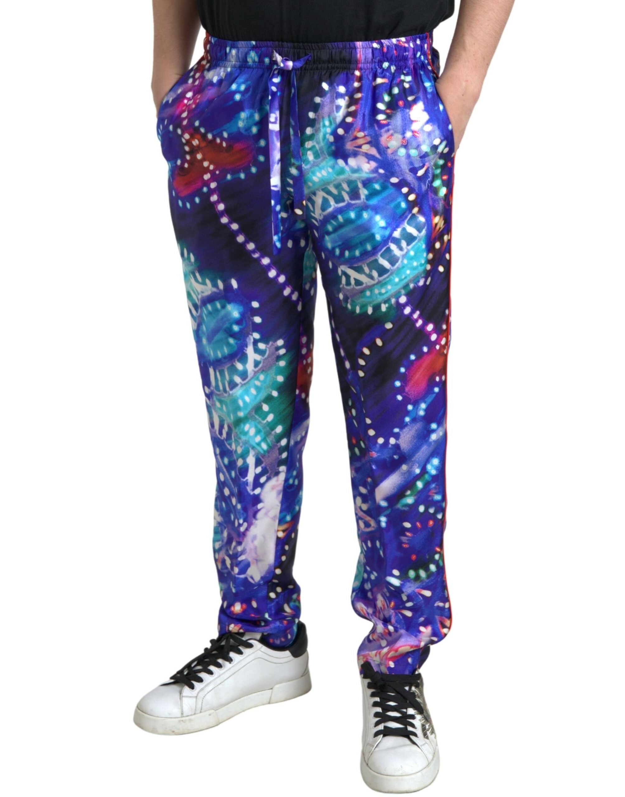 Multicolor bedrukte zijden herenbroek