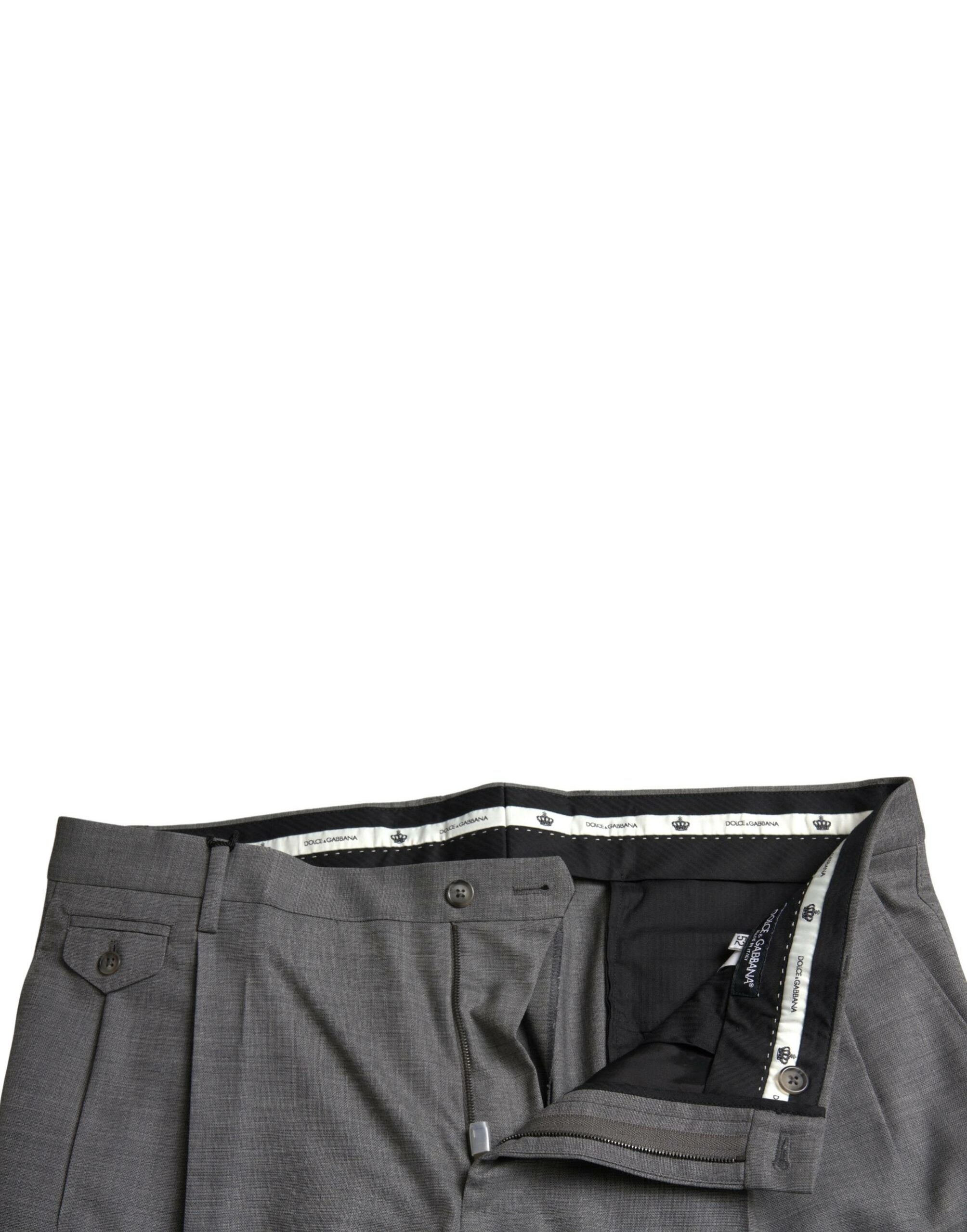 Grijze wollen chino skinny heren pantalon