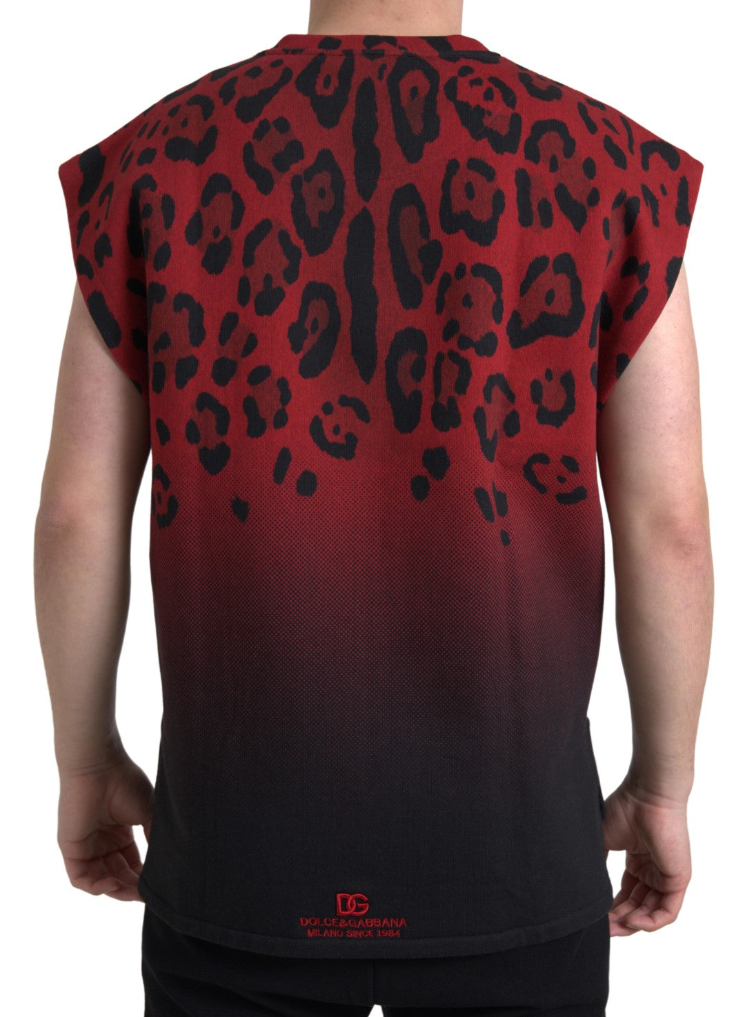 Rood luipaard katoenen mouwloos tanktop-shirt