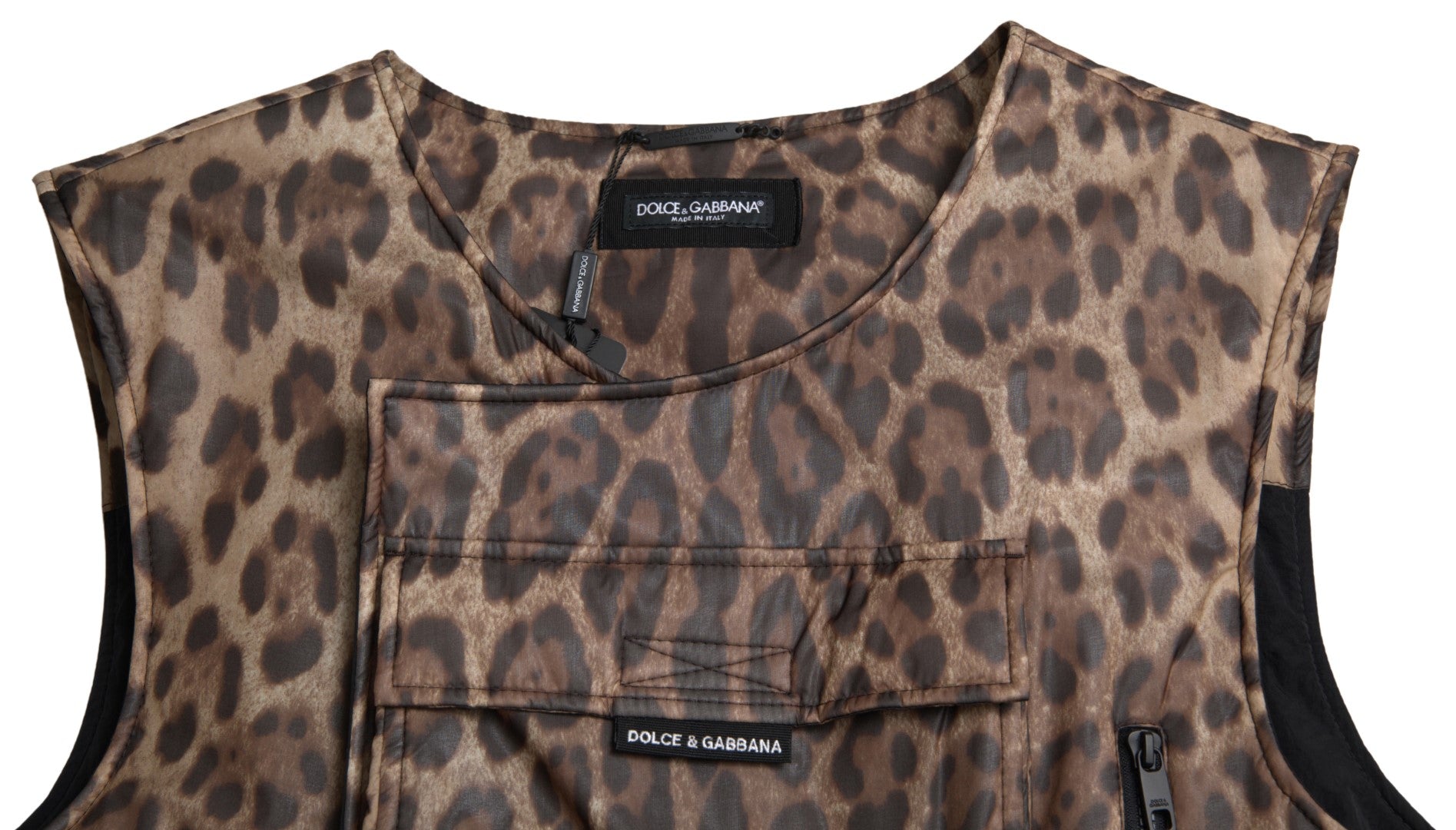 Bruine luipaardzijde mouwloze sportkleding