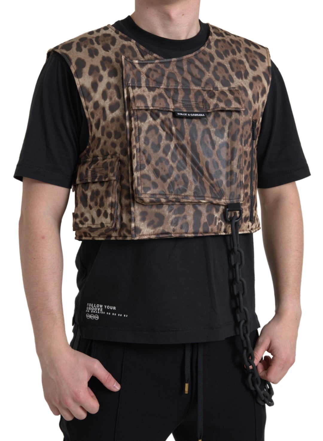 Bruine luipaardzijde mouwloze sportkleding