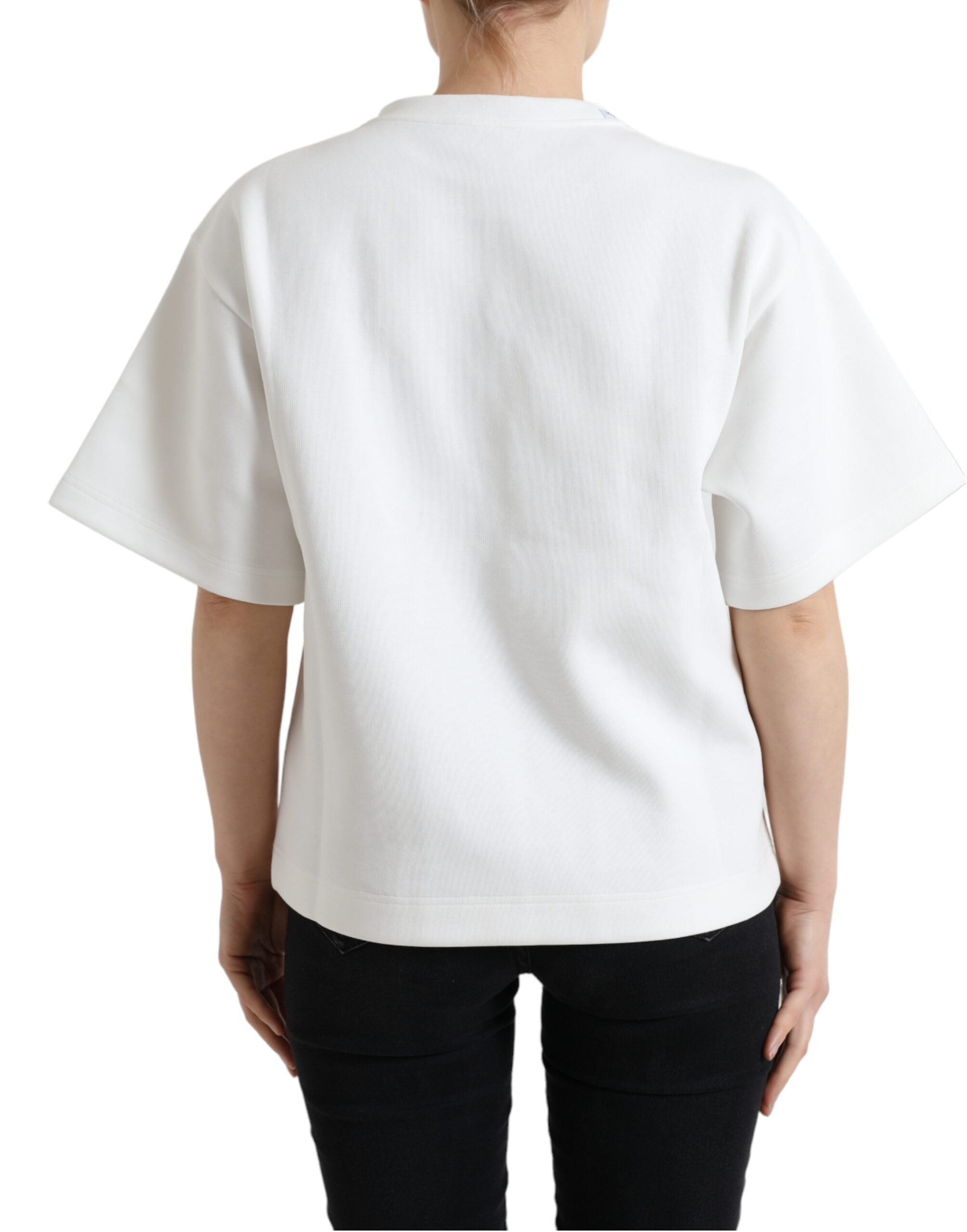 T-shirt Wit Katoen Stretch Zwart HOT Crystal