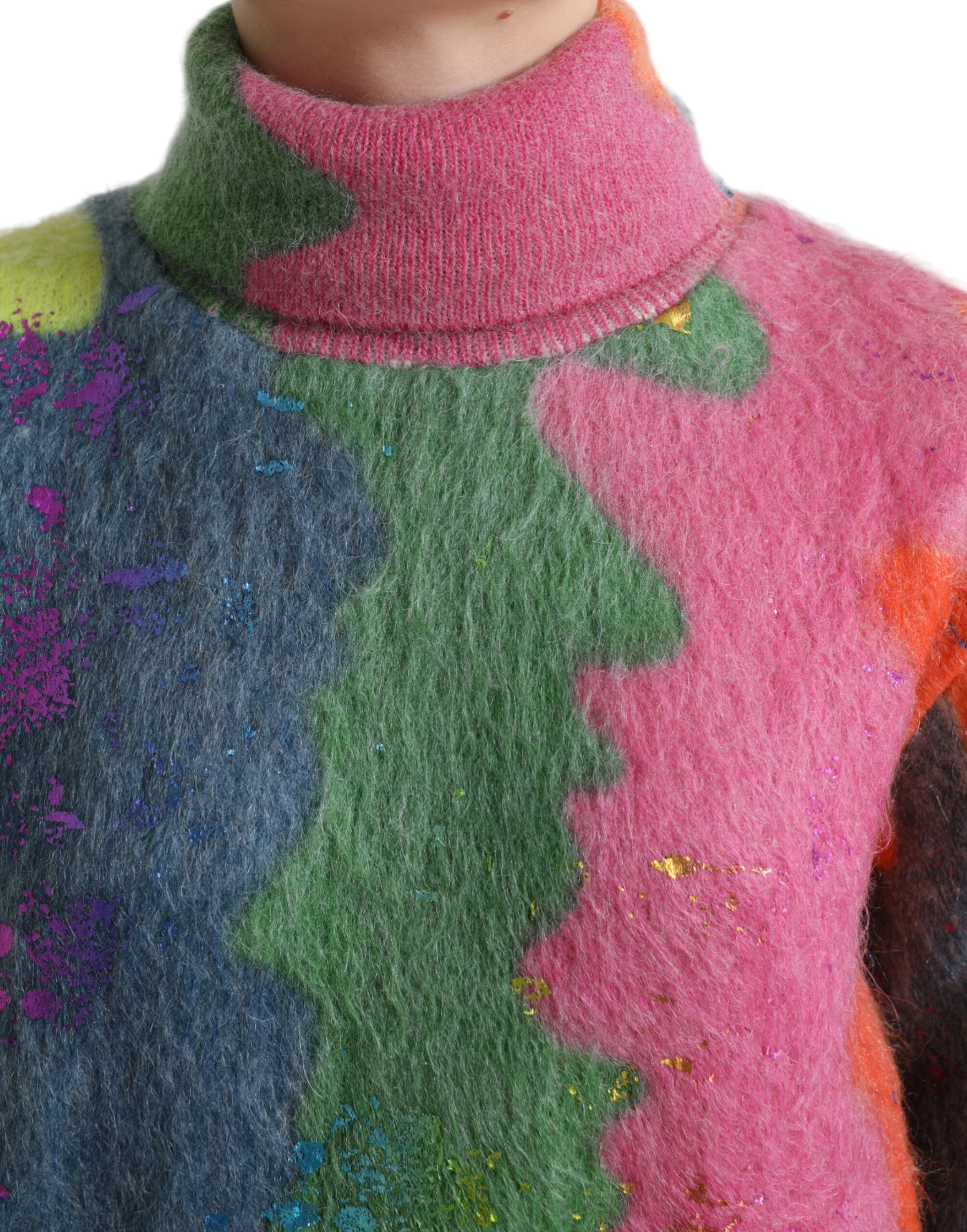 Veelkleurige Mohair coltrui