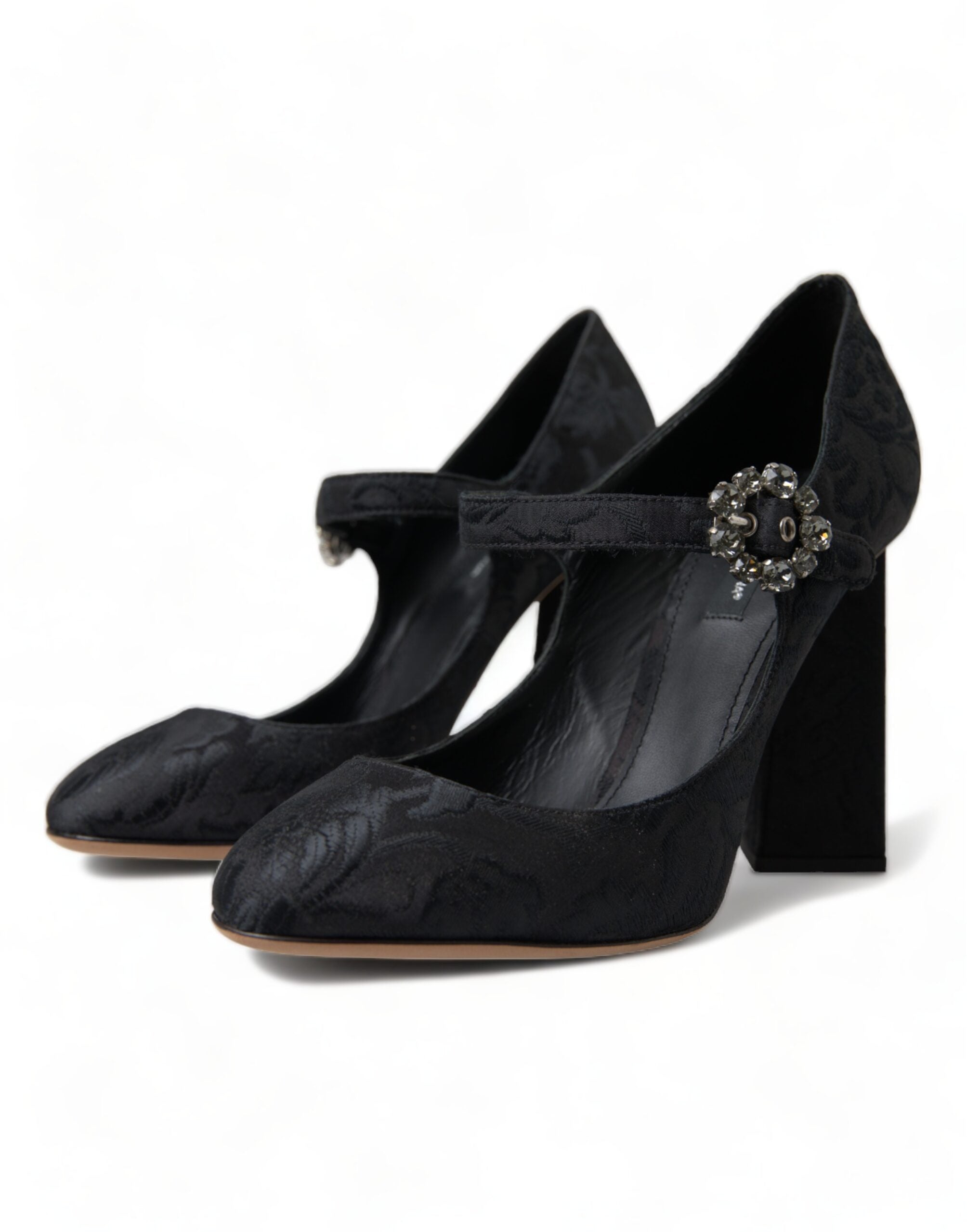 Zwarte brokaat Mary Janes hakken pumps schoenen