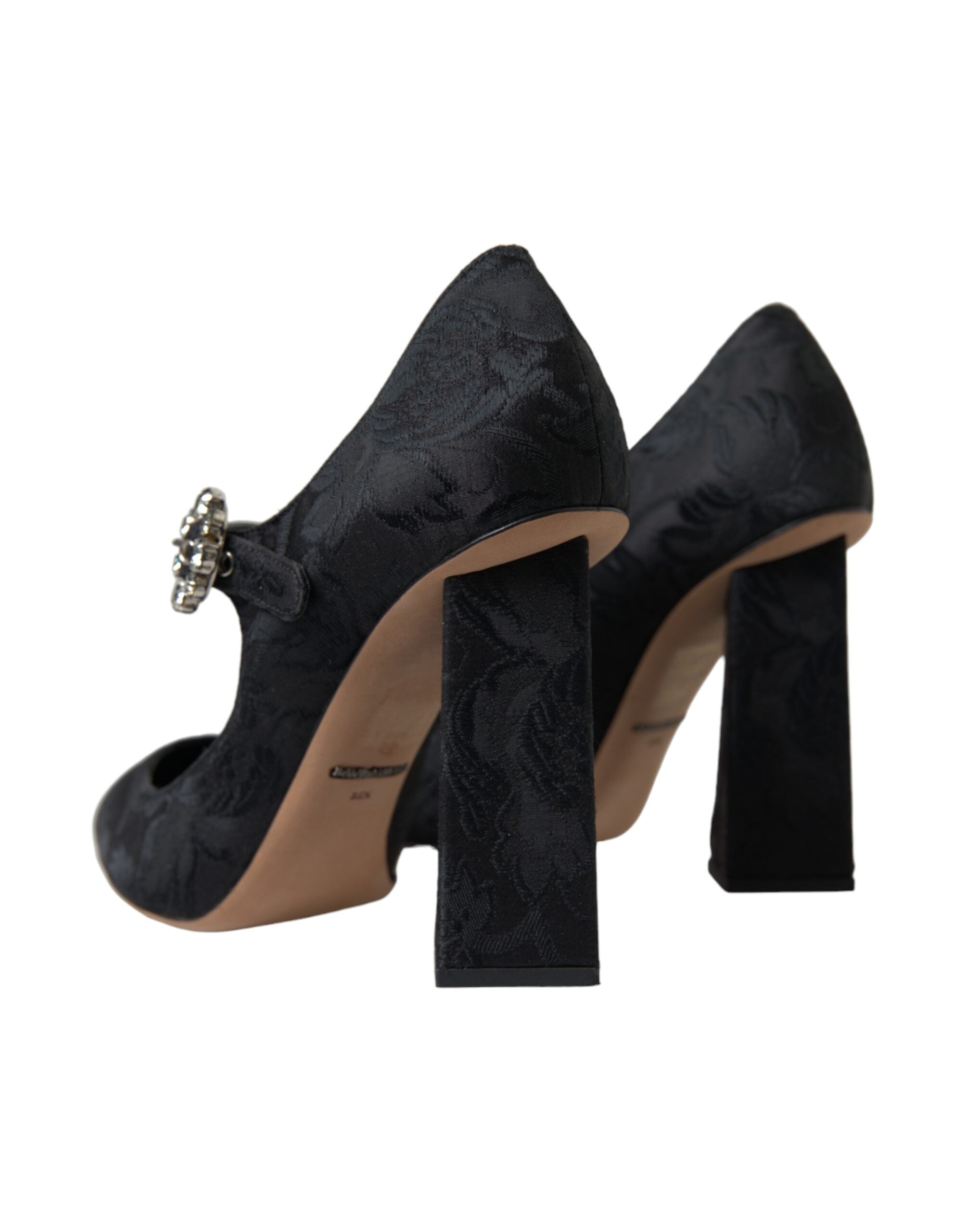 Zwarte brokaat Mary Janes hakken pumps schoenen