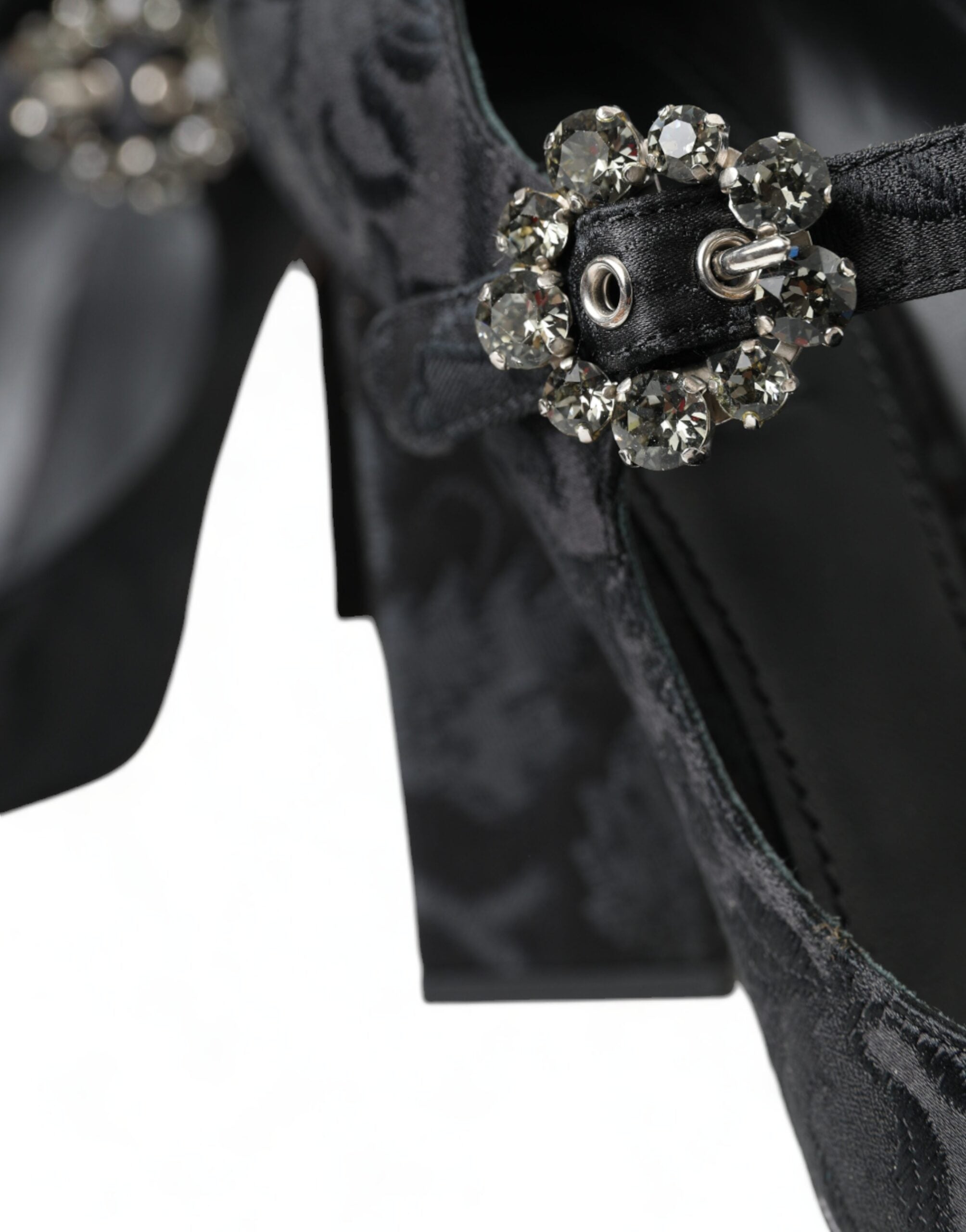 Zwarte brokaat Mary Janes hakken pumps schoenen