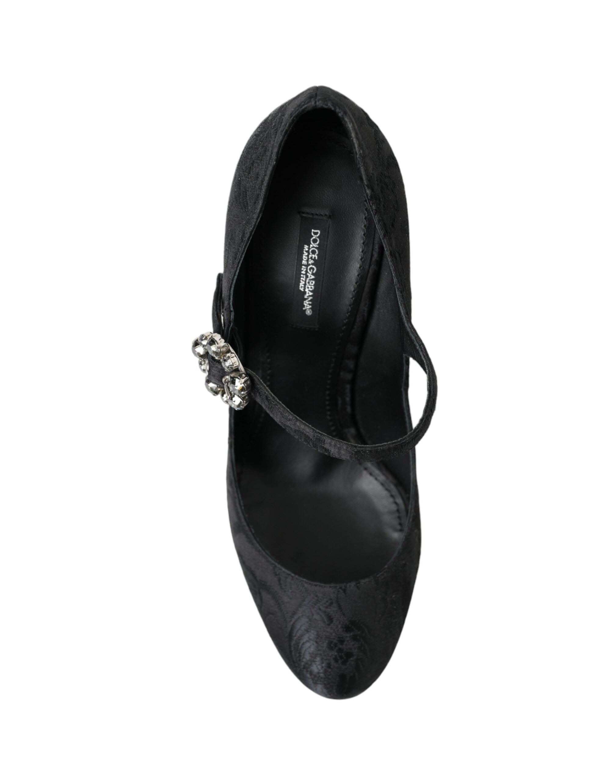 Zwarte brokaat Mary Janes hakken pumps schoenen