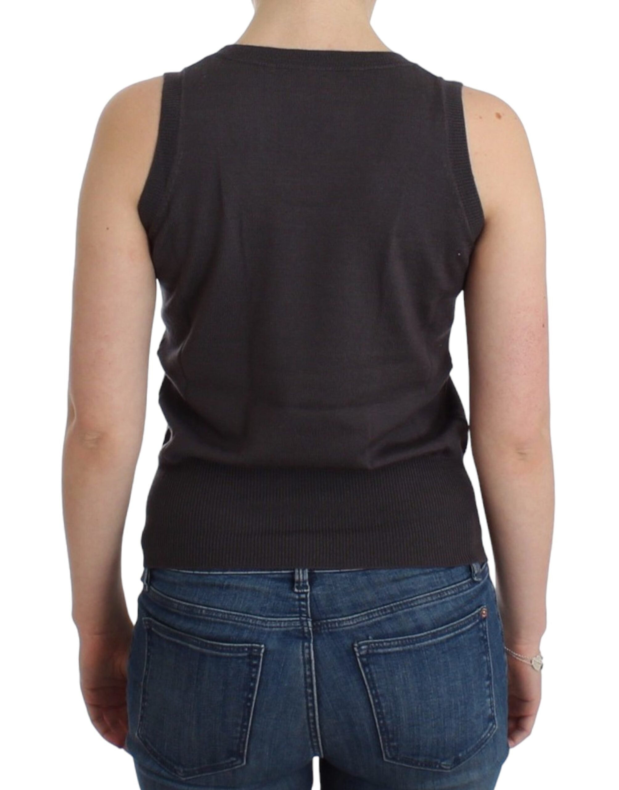 Bruin gebreid tanktopje
