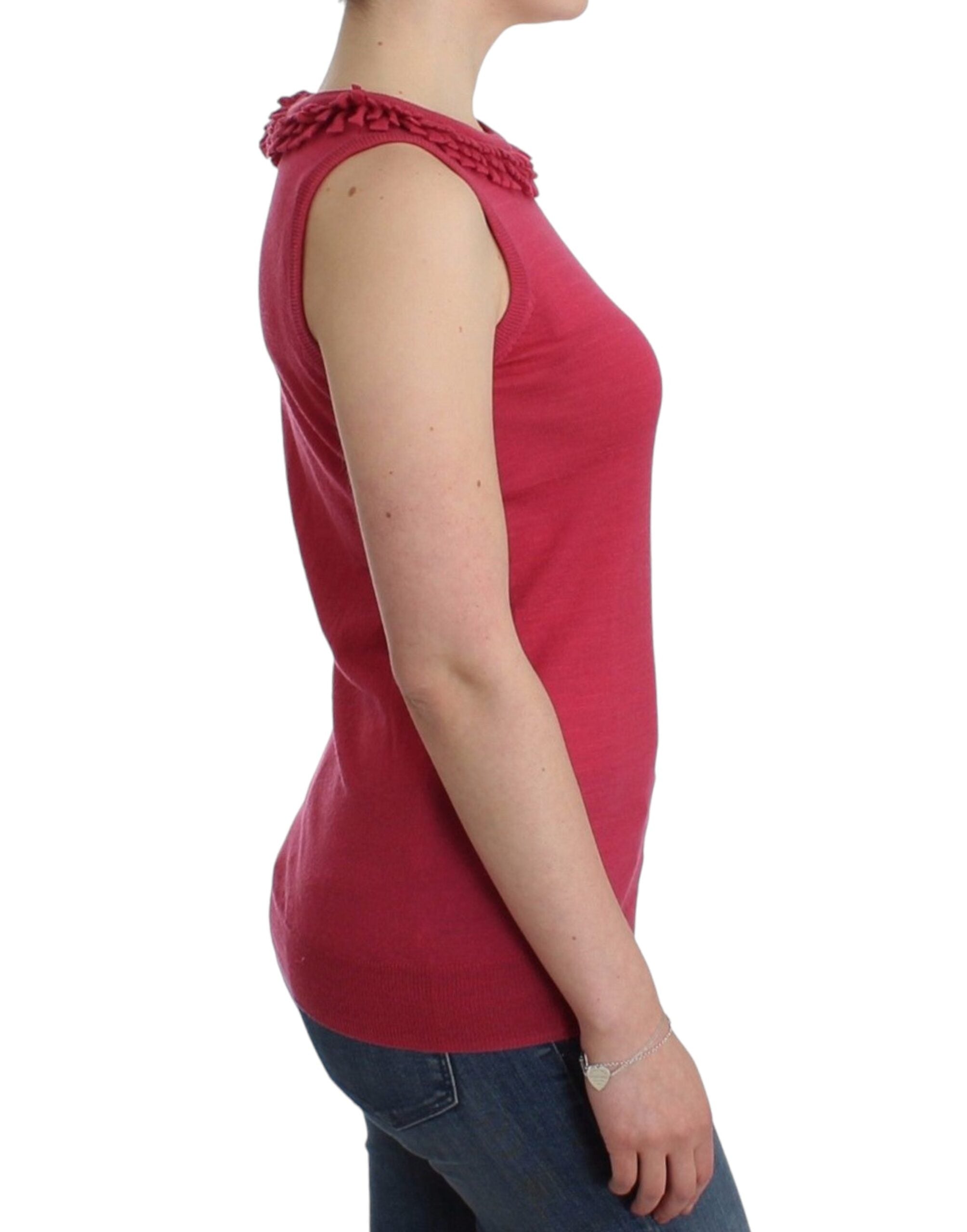 Roze wollen gebreide top