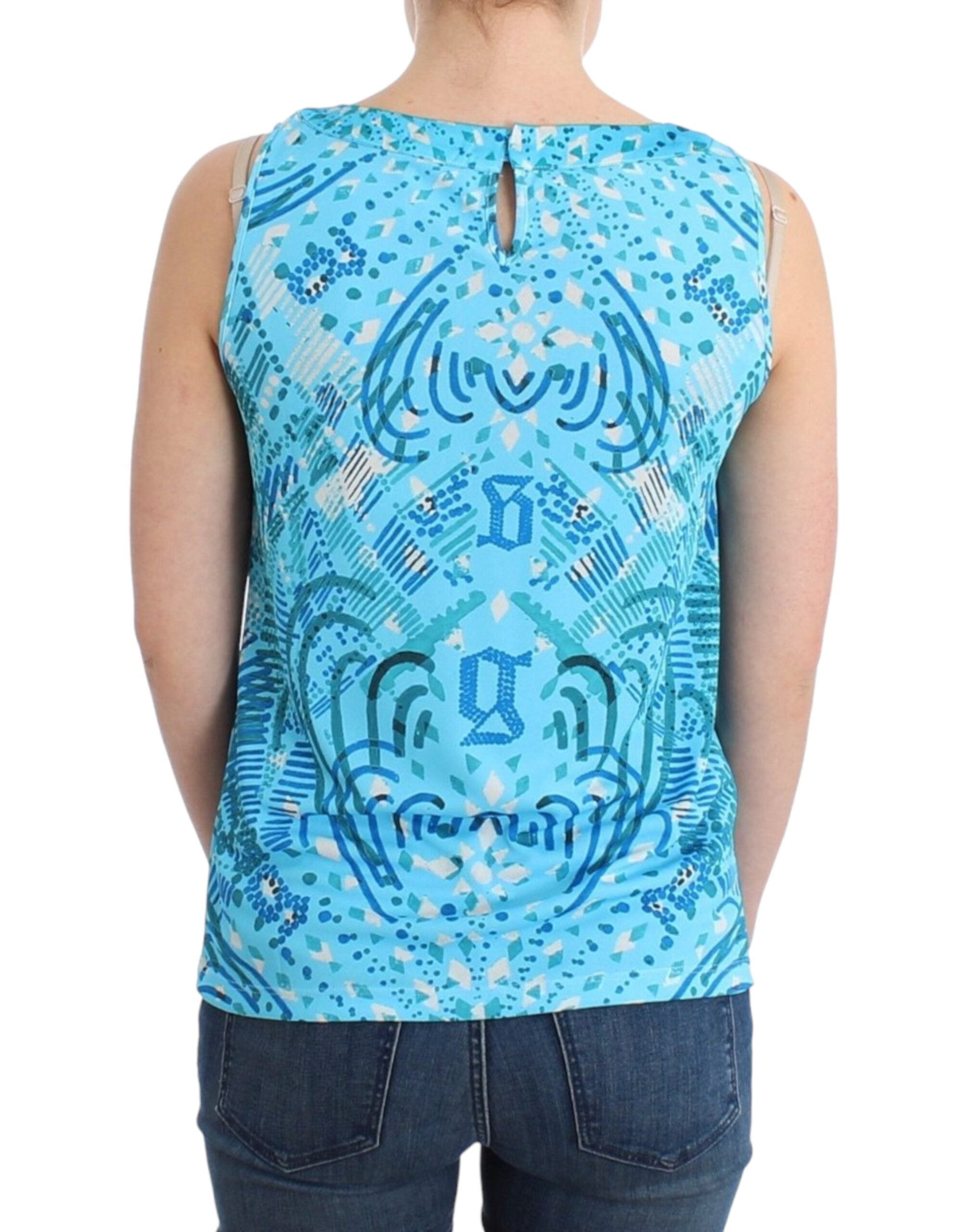 Blauw bedrukt tanktopje