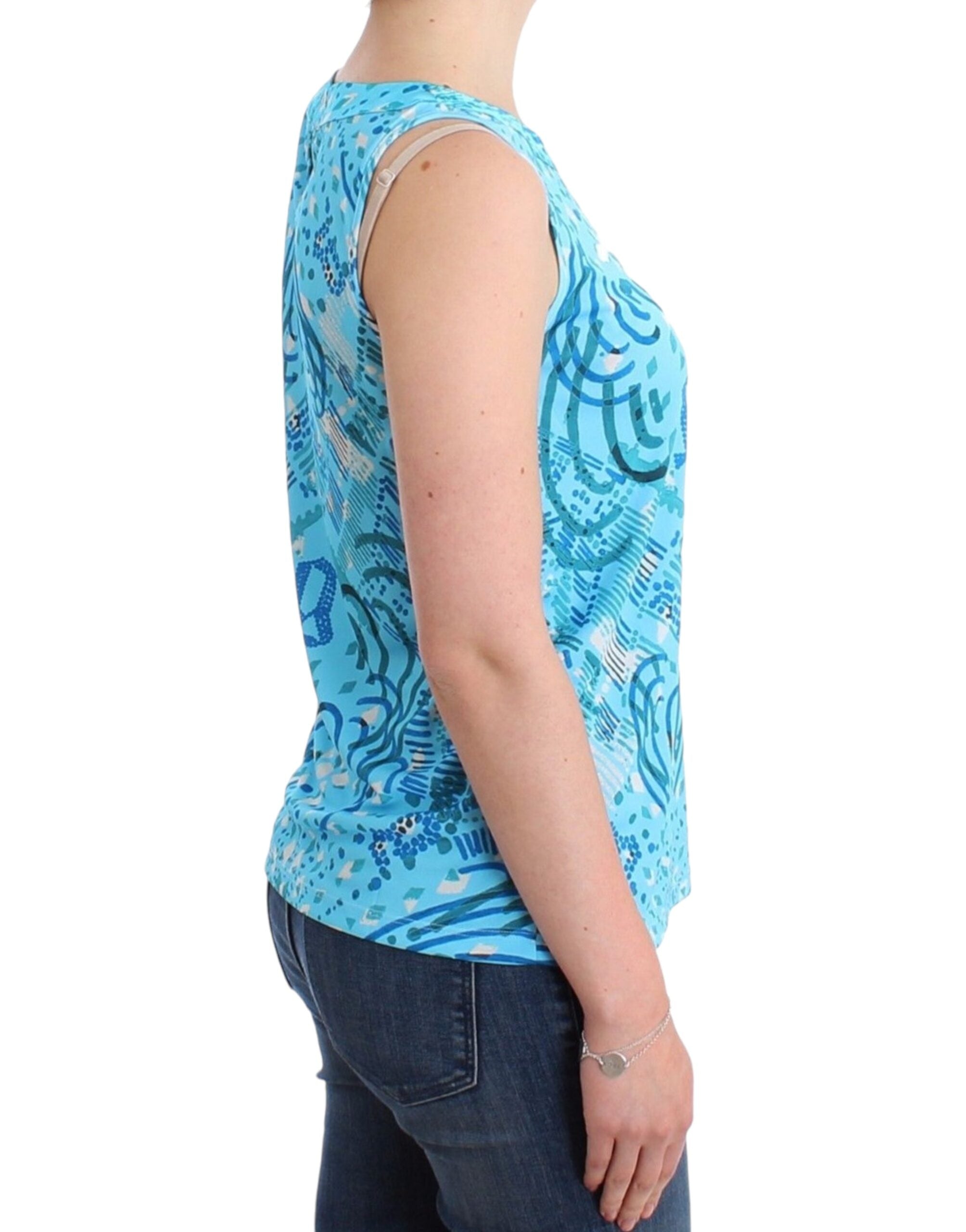 Blauw bedrukt tanktopje