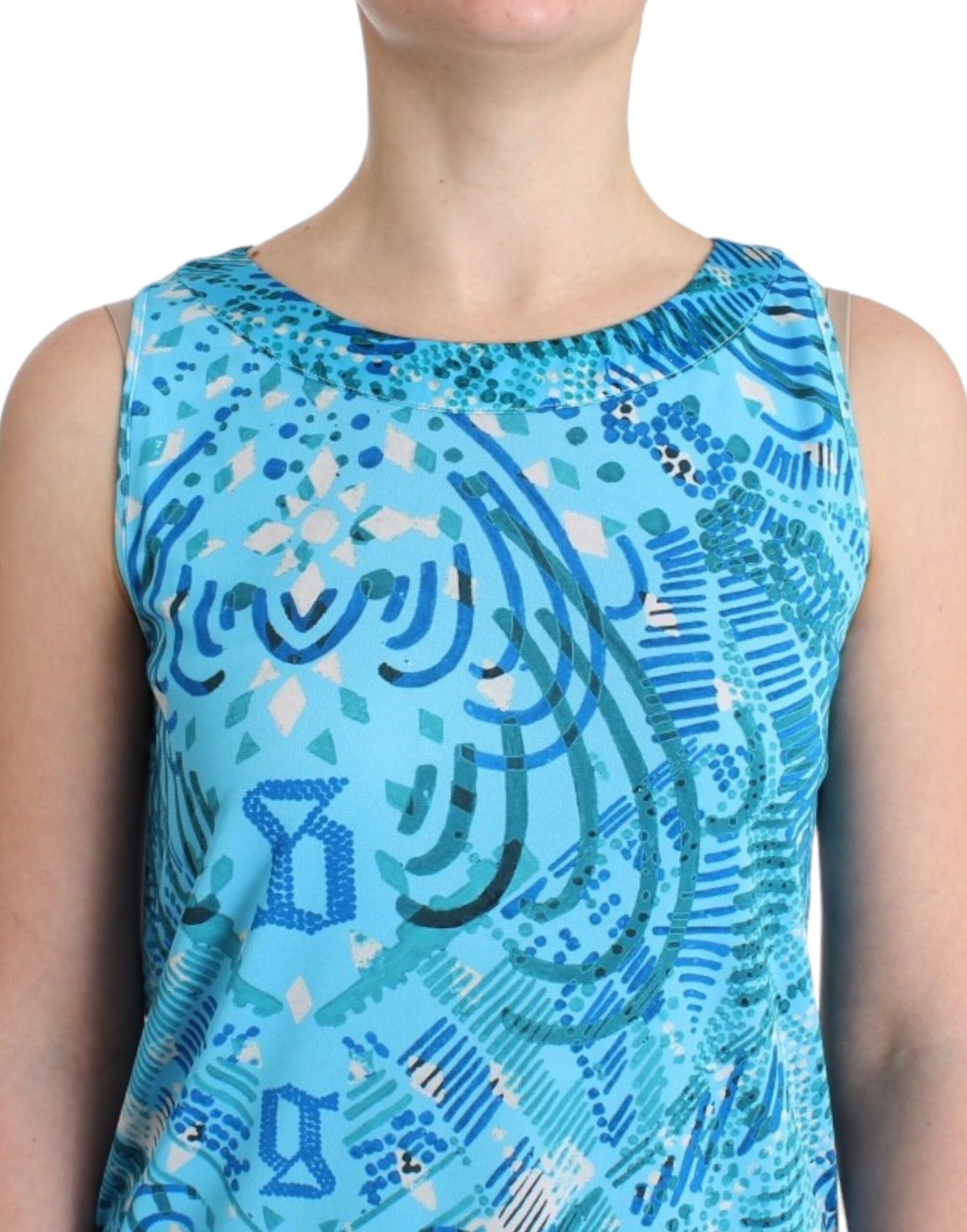 Blauw bedrukt tanktopje