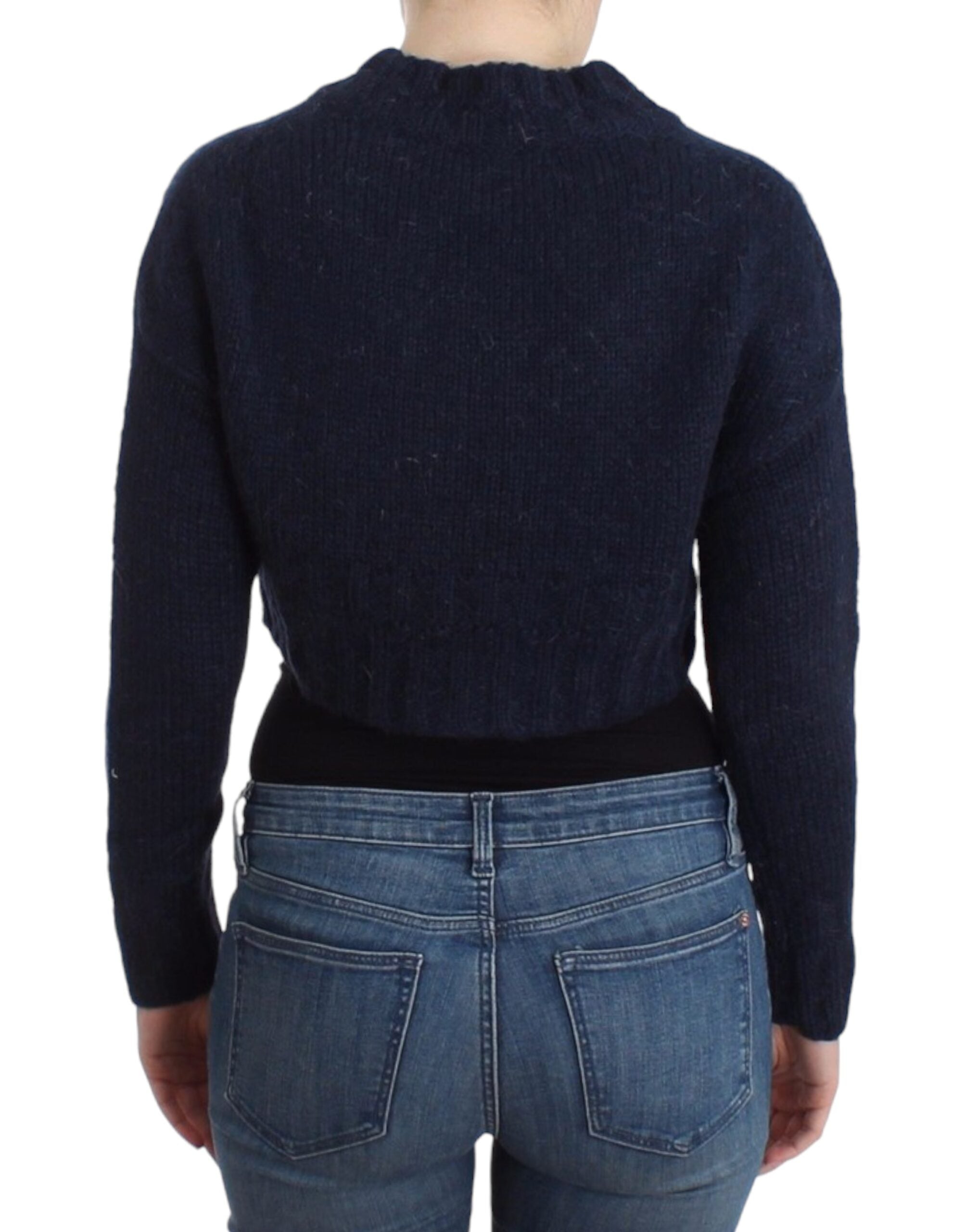 Blauwe cropped cardigan