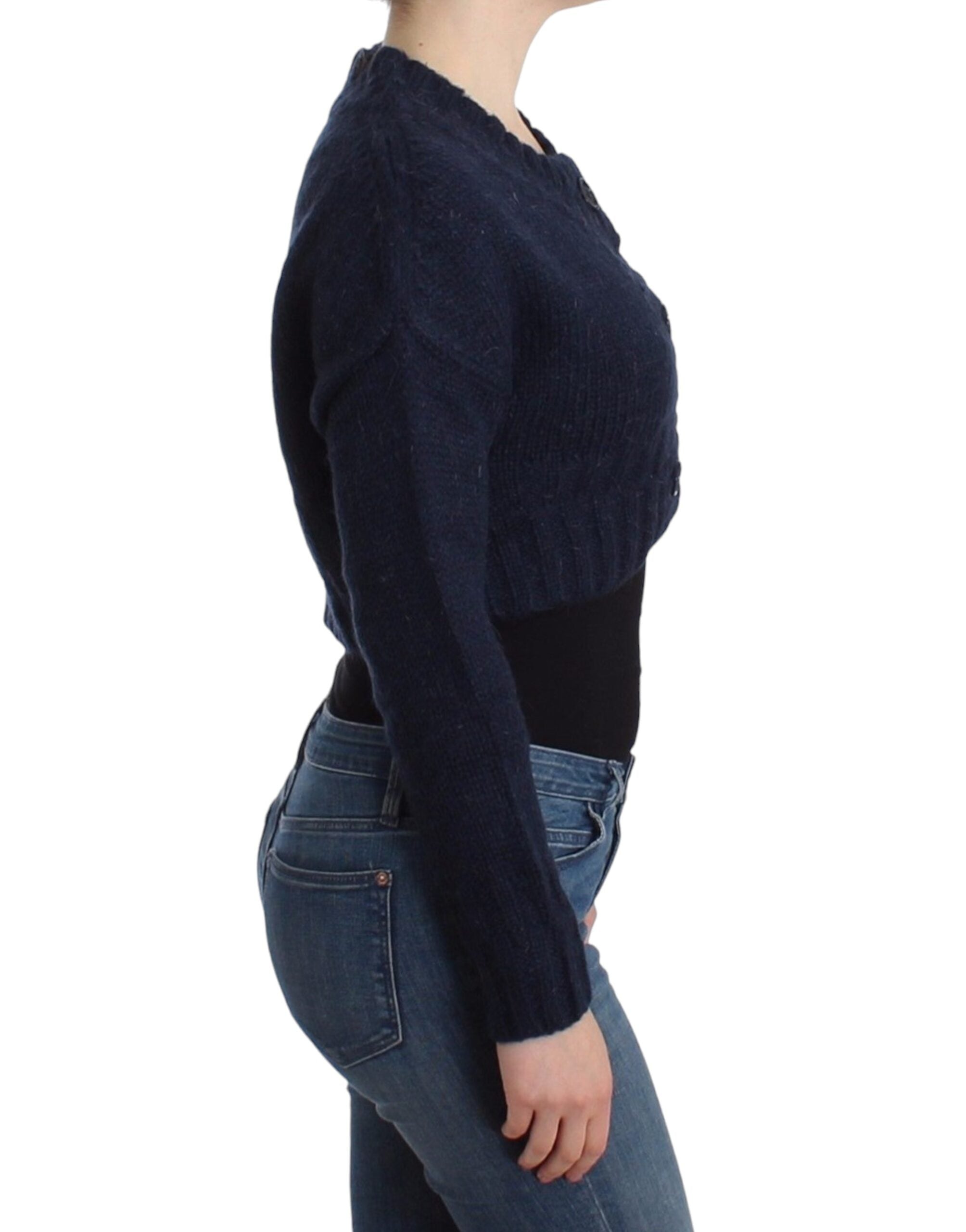 Blauwe cropped cardigan