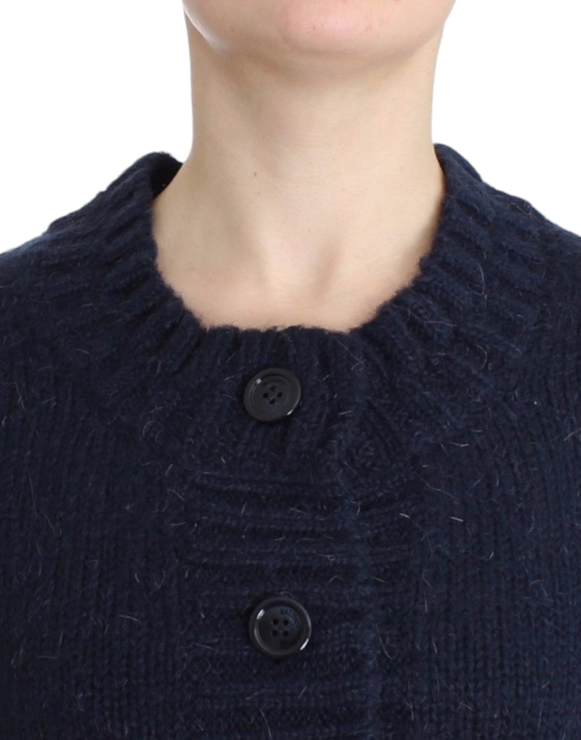 Blauwe cropped cardigan