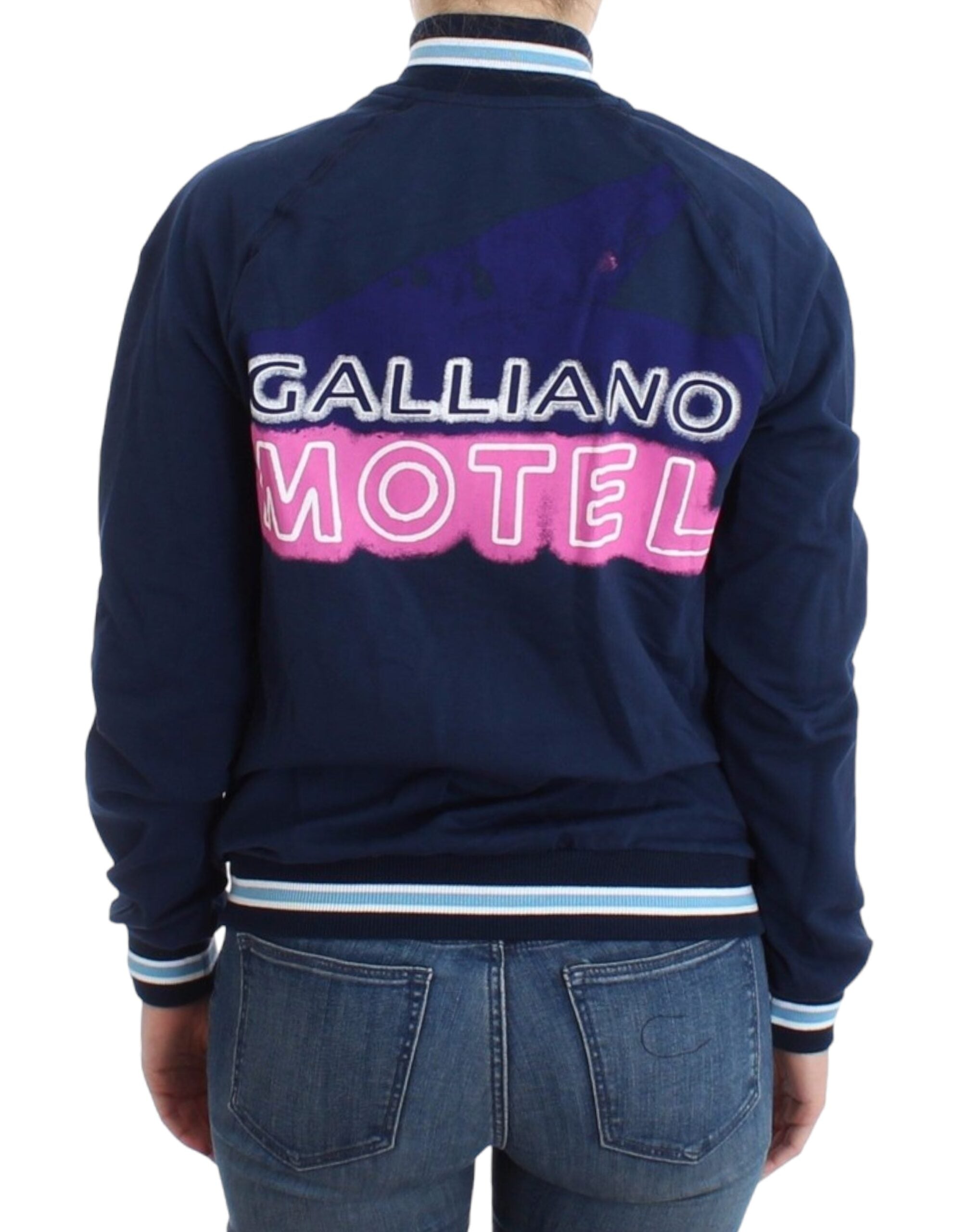 Blauwe katoenen cardigan met rits